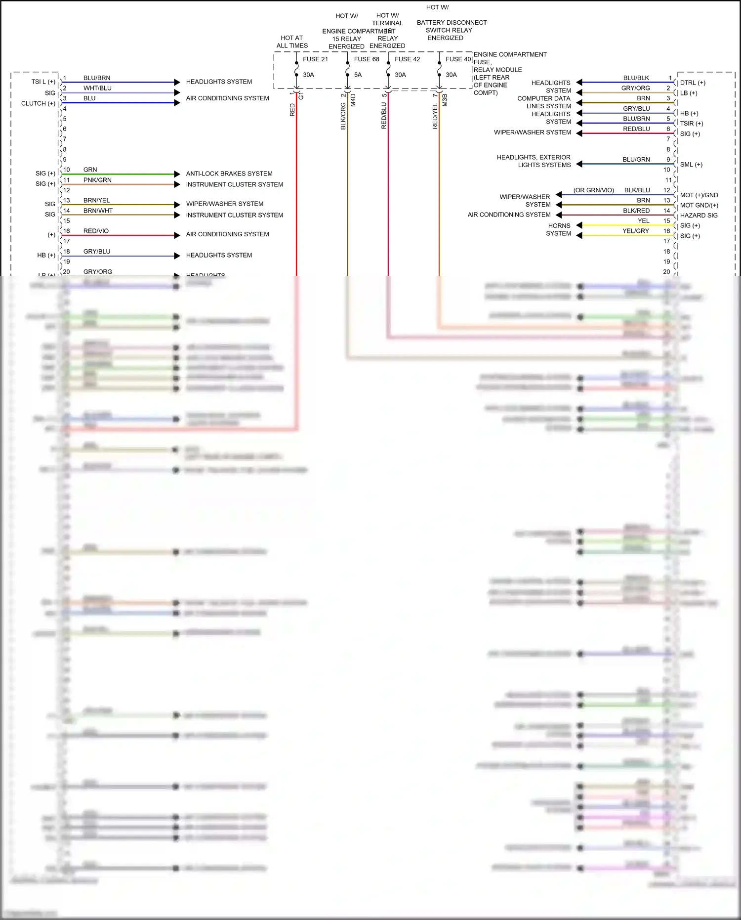 Wiring diagram engine controls system for Mercedes-Benz CLA-class C118 (2019-2023) (1 of 2)