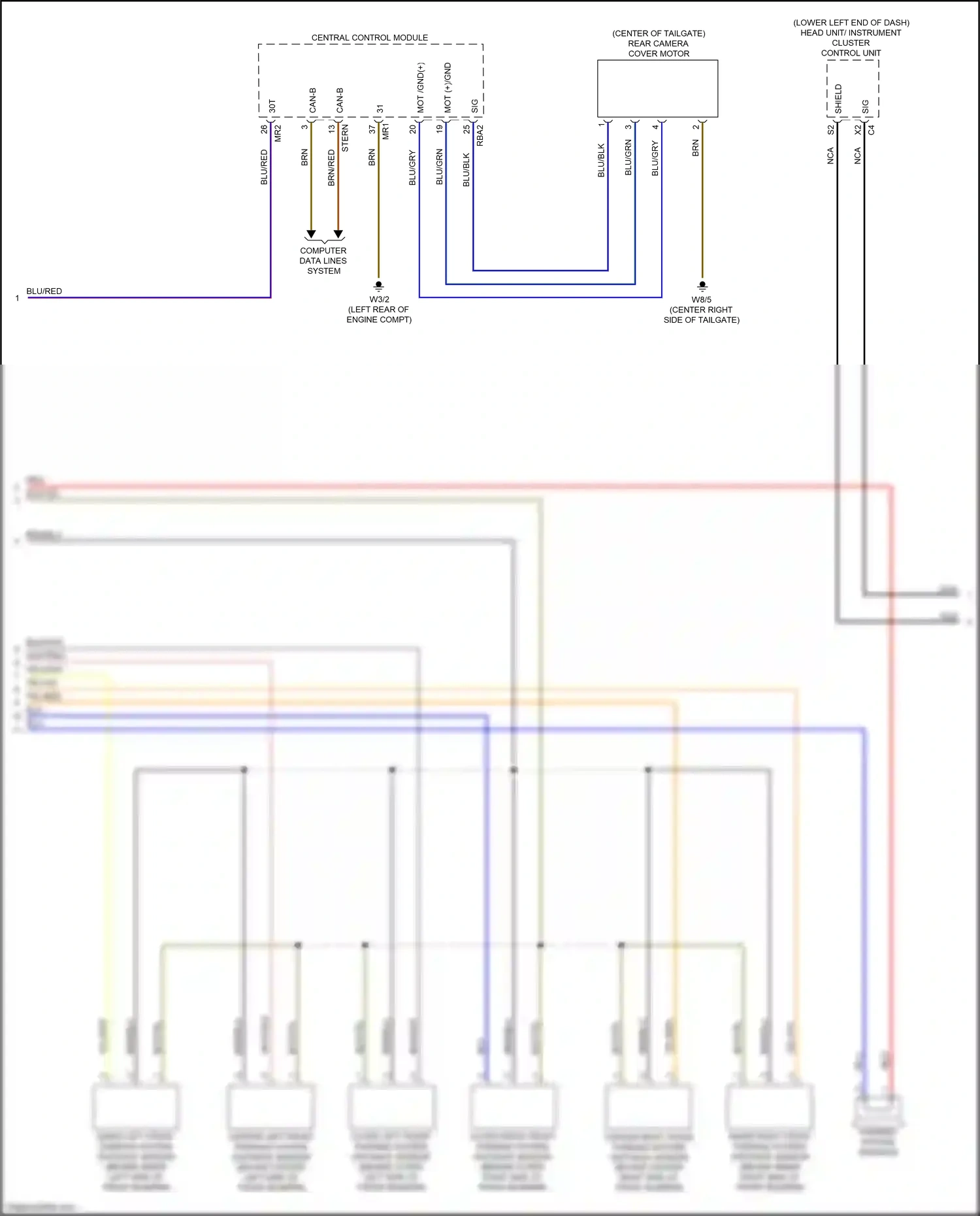 Wiring diagram outer left front parking system distance sensor for Mercedes-Benz CLA-class C118 (2019-2023) (1 of 1)