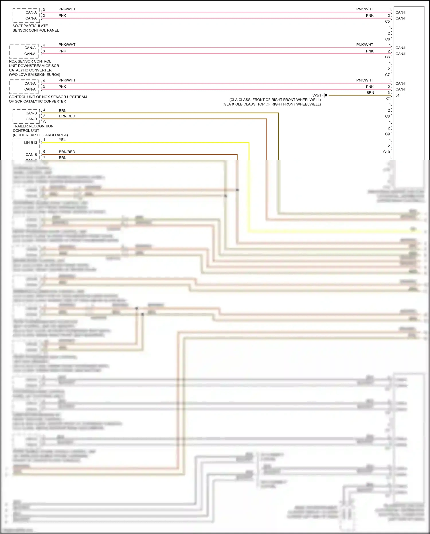 Wiring diagram overhead control panel control unit for Mercedes-Benz CLA-class C118 (2019-2023) (5 of 9)
