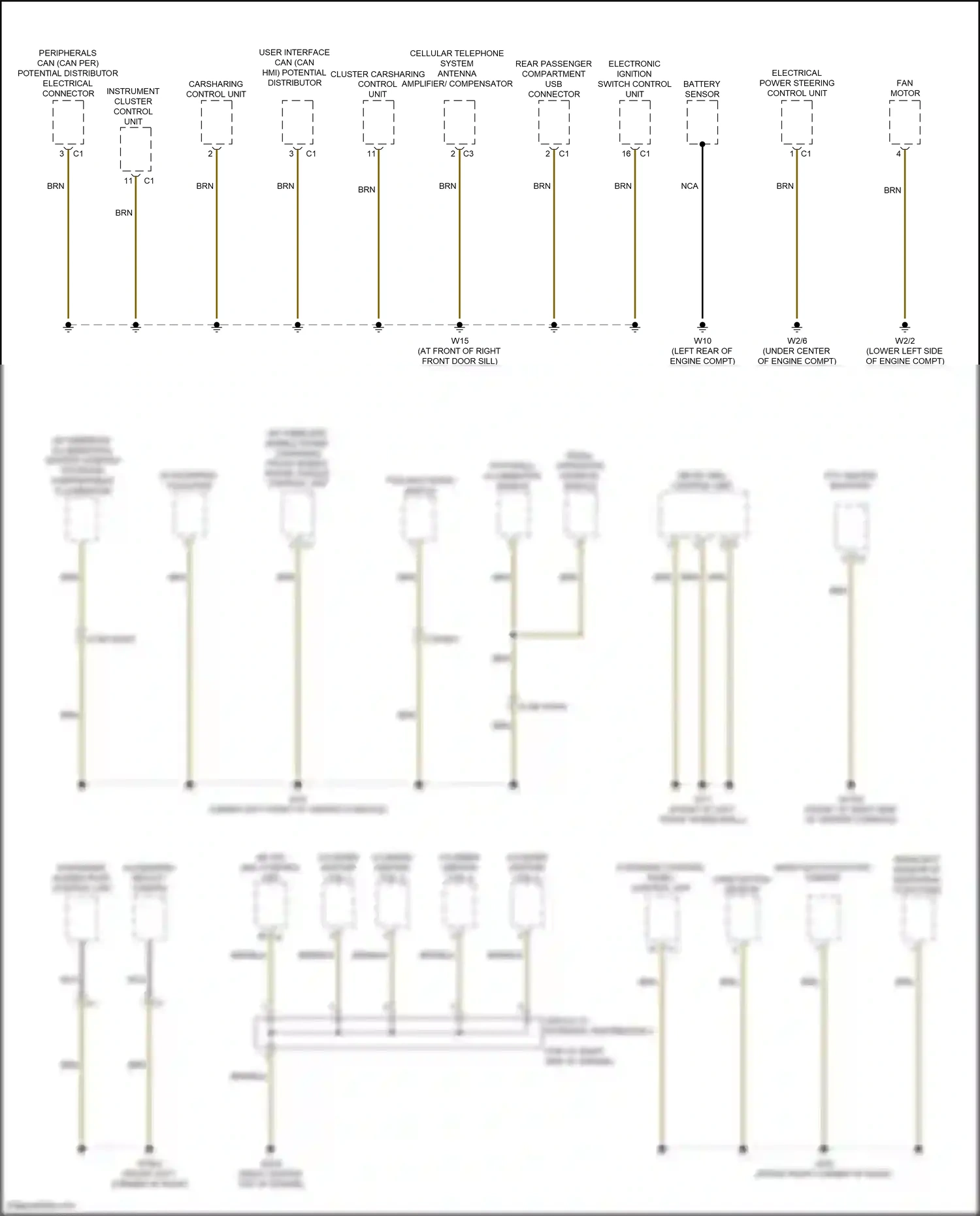 Wiring diagram overhead control panel control unit for Mercedes-Benz CLA-class C118 (2019-2023) (4 of 9)