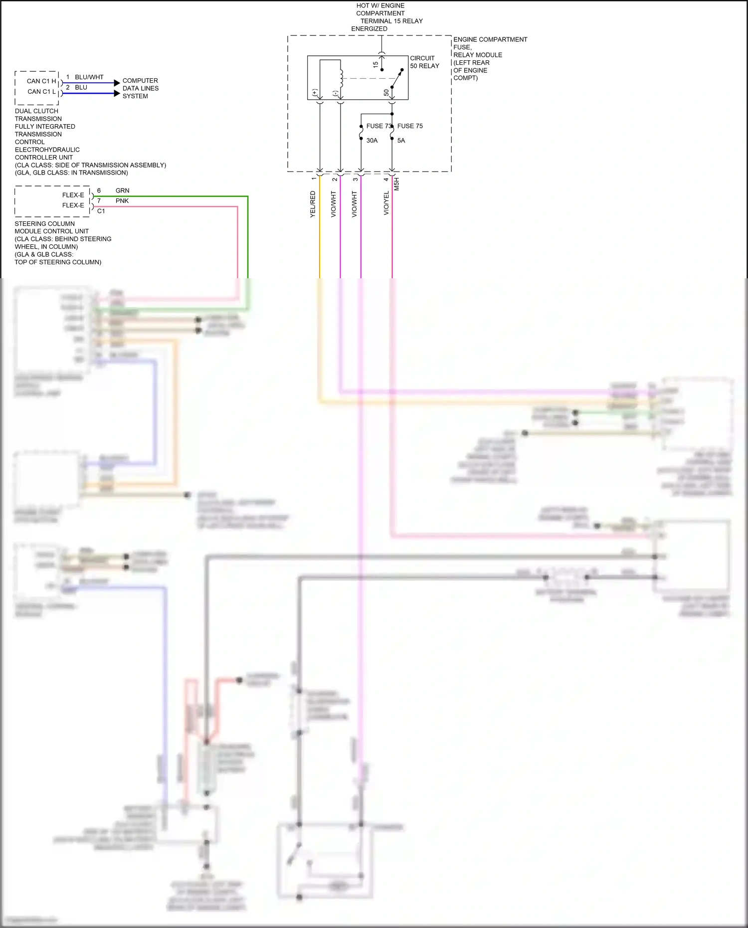 Wiring diagram steering column module control unit for Mercedes-Benz CLA-class C118 (2019-2023) (18 of 19)