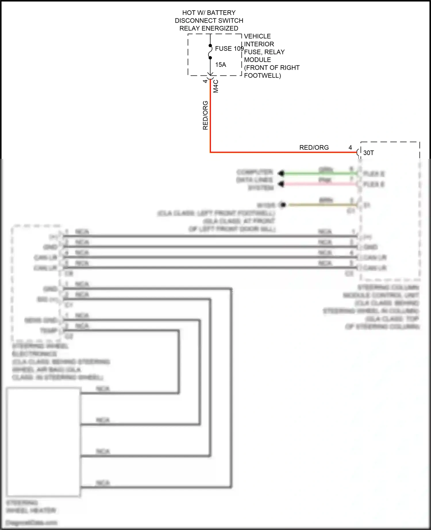 Wiring diagram steering column module control unit for Mercedes-Benz CLA-class C118 (2019-2023) (5 of 19)