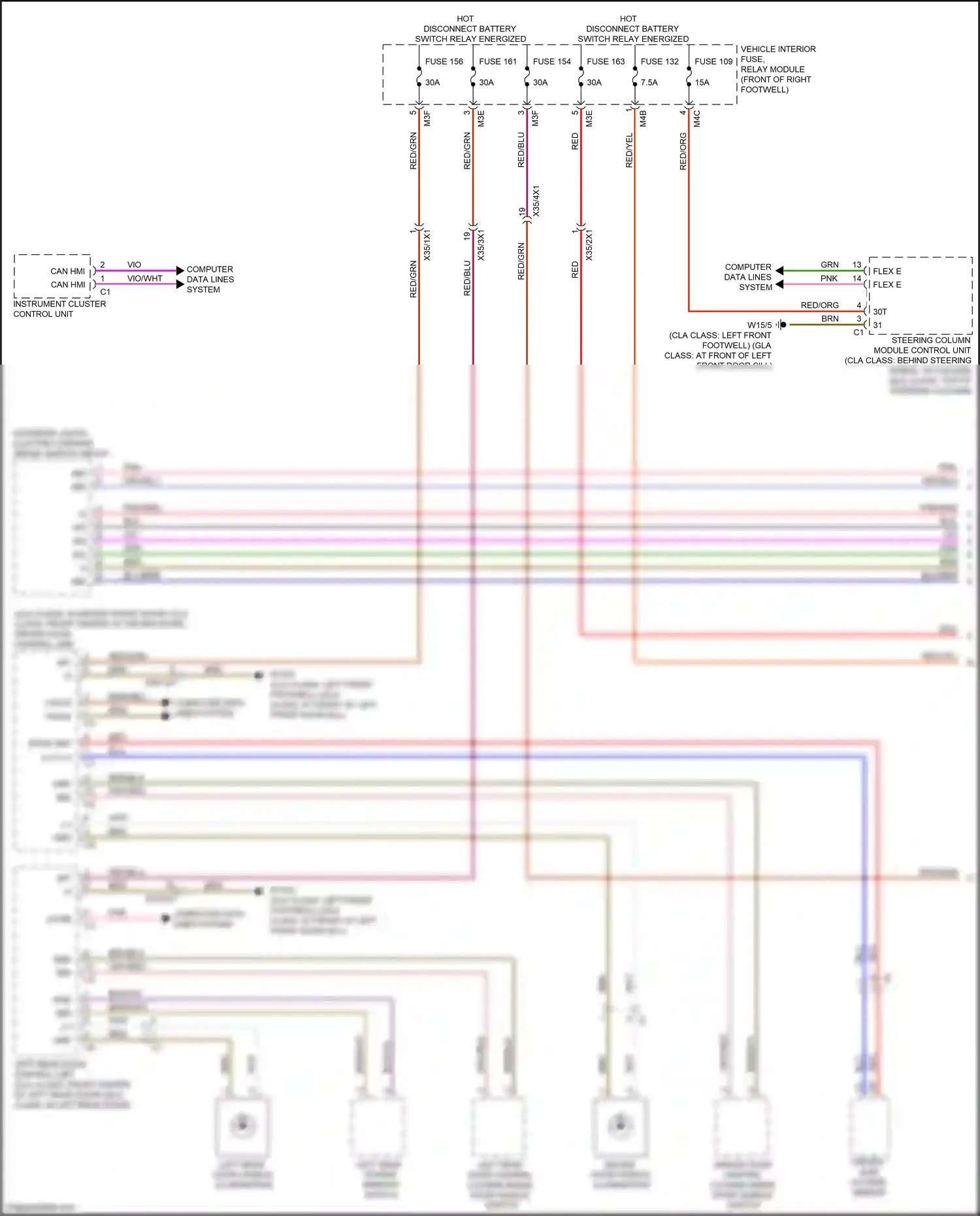 Wiring diagram steering column module control unit for Mercedes-Benz CLA-class C118 (2019-2023) (7 of 19)