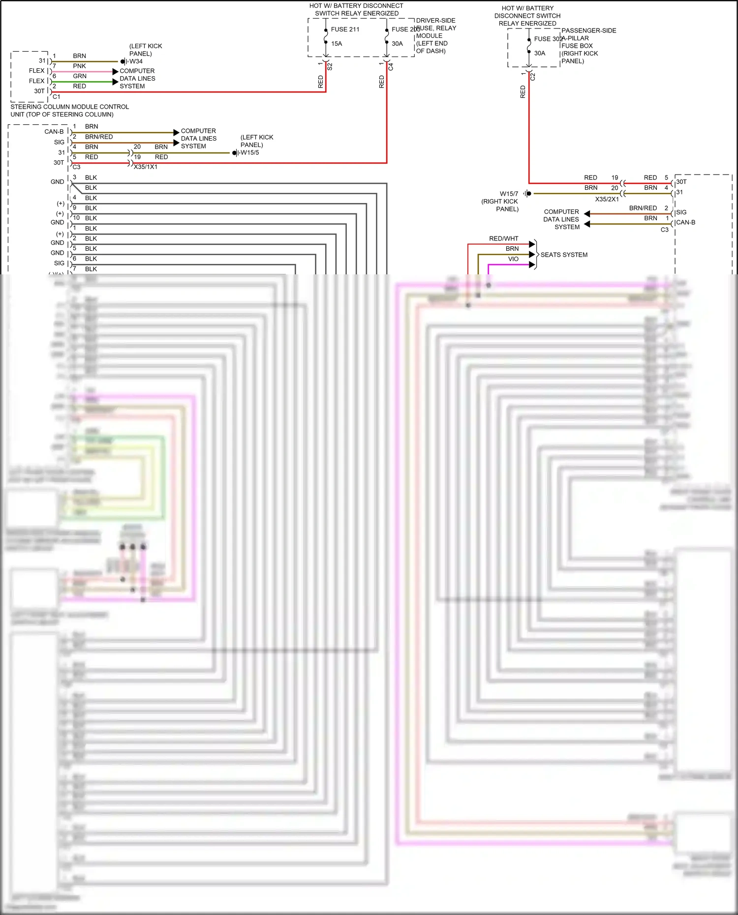 Wiring diagram computer data lines system for Mercedes-Benz CLS-class C257 facelift (2021-2024) (7 of 82)