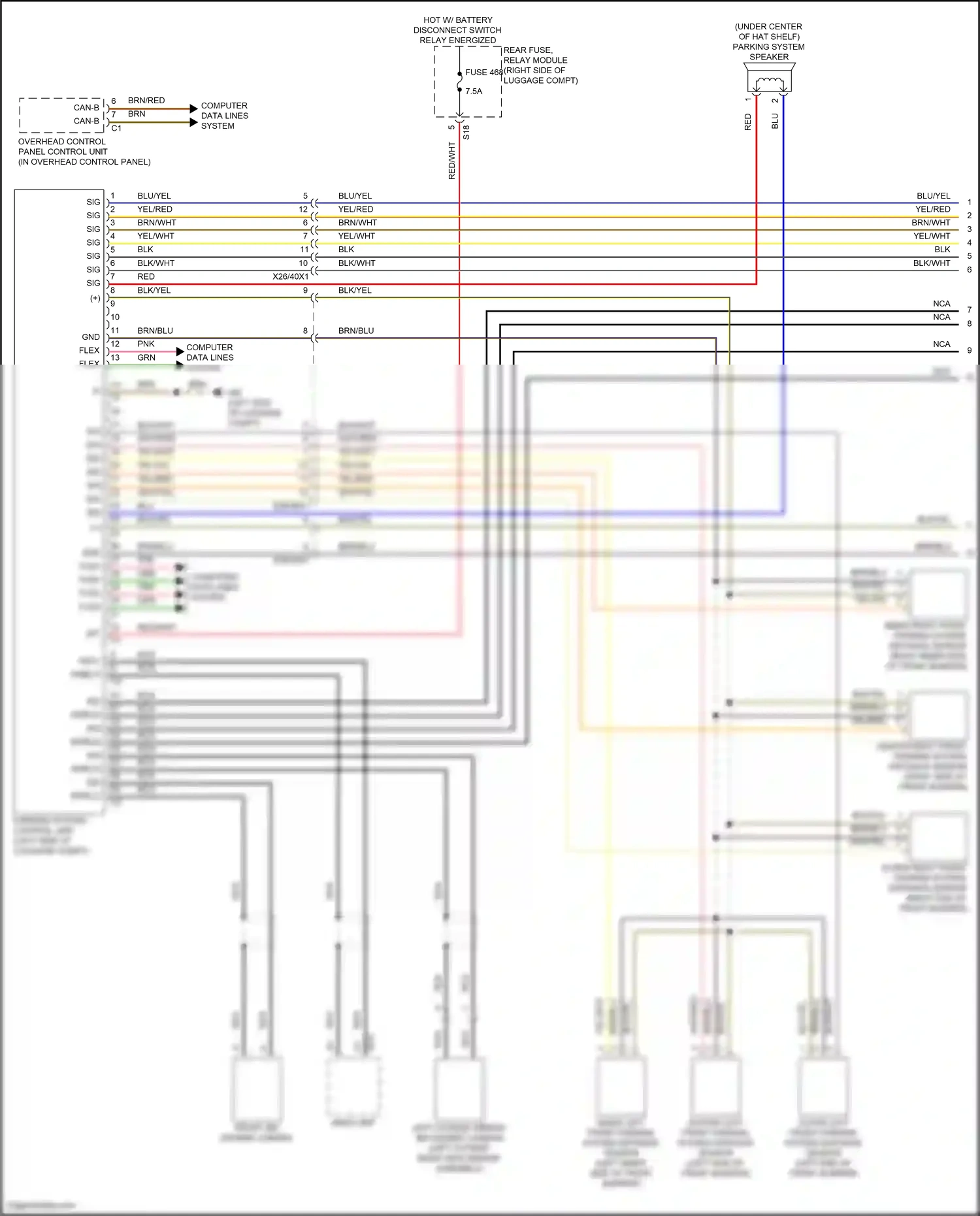 Wiring diagram overhead control panel control unit for Mercedes-Benz CLS-class C257 facelift (2021-2024) (7 of 9)