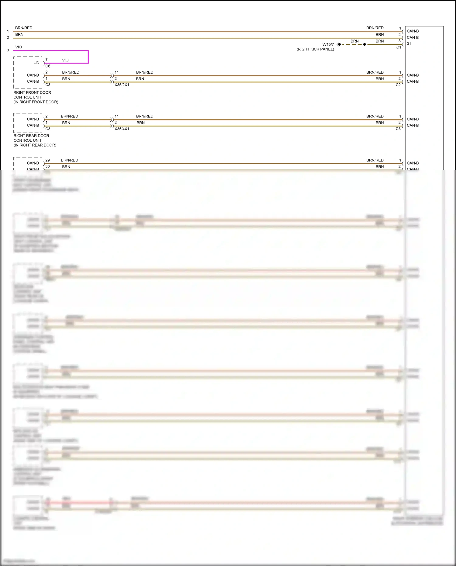 Wiring diagram overhead control panel control unit for Mercedes-Benz CLS-class C257 facelift (2021-2024) (4 of 9)