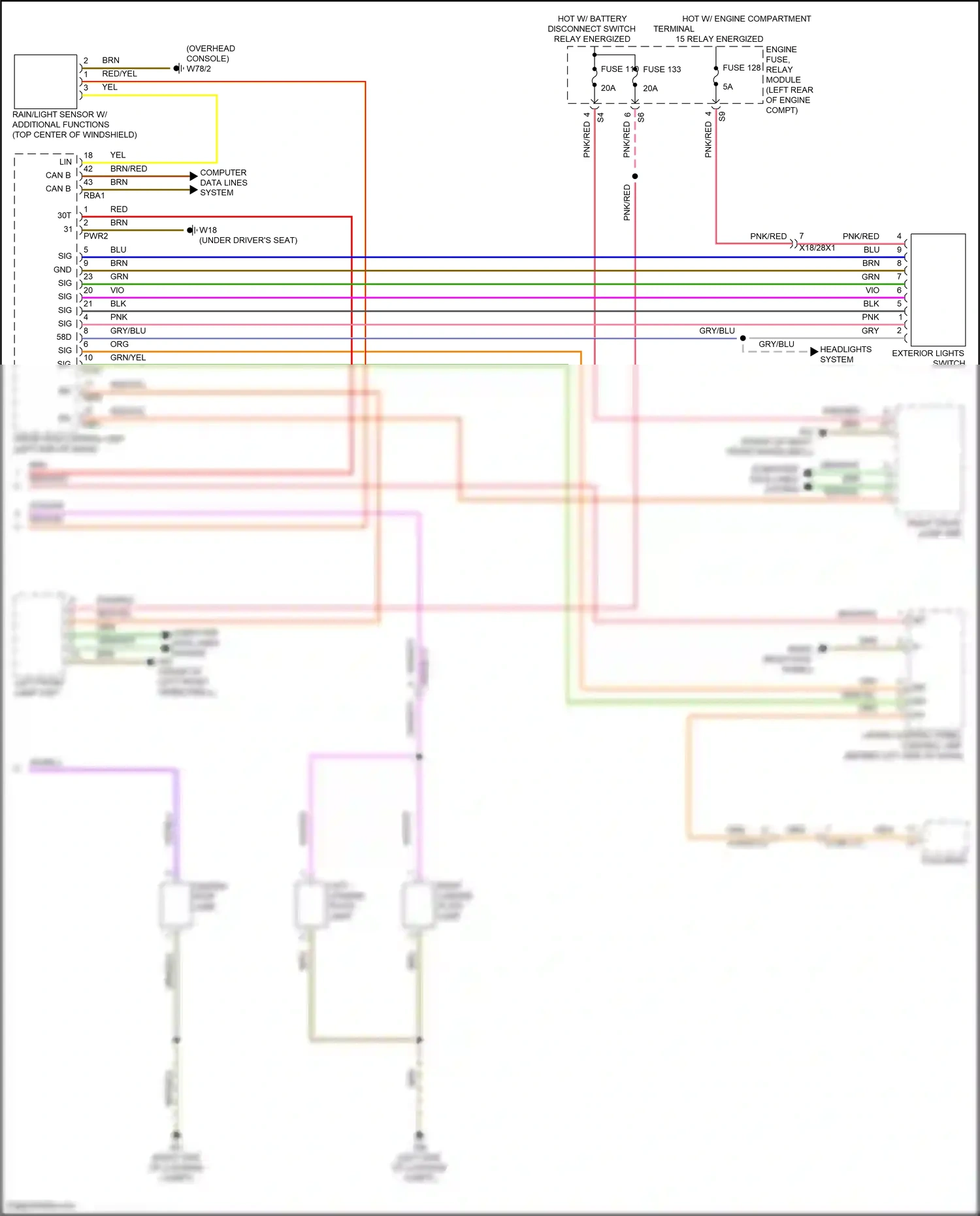 Wiring diagram rain/light sensor w/ additional functions for Mercedes-Benz CLS-class C257 facelift (2021-2024) (3 of 6)