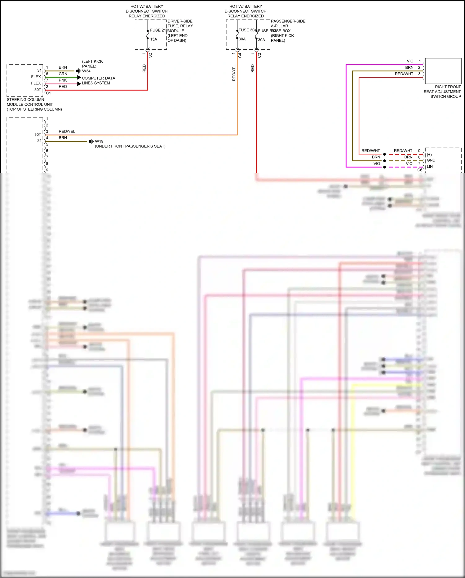 Wiring diagram steering column module control unit for Mercedes-Benz CLS-class C257 facelift (2021-2024) (5 of 19)