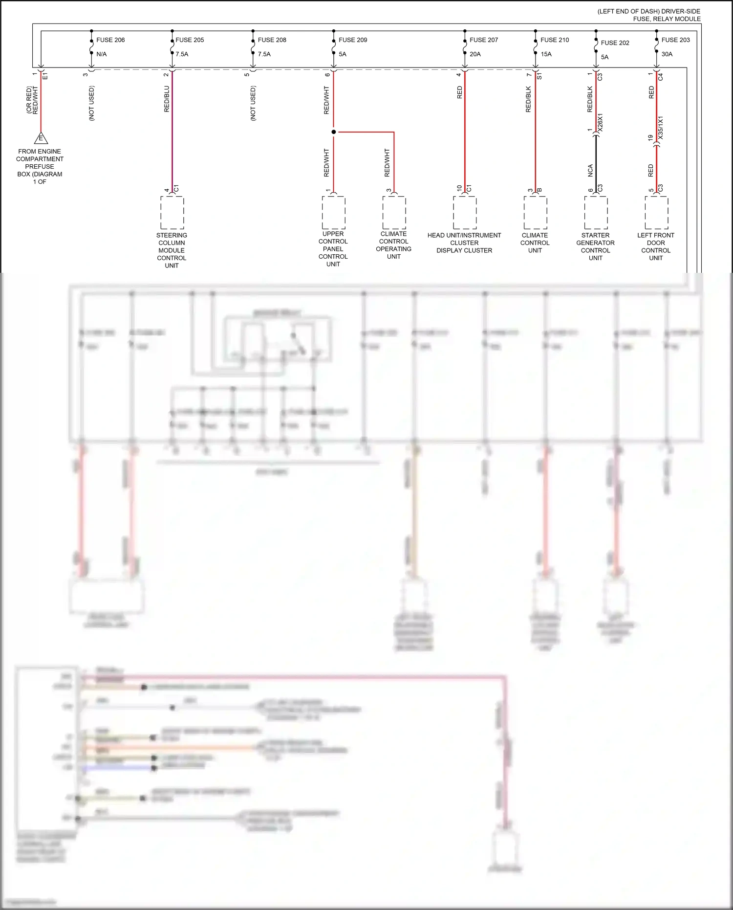 Wiring diagram steering column module control unit for Mercedes-Benz CLS-class C257 facelift (2021-2024) (14 of 19)