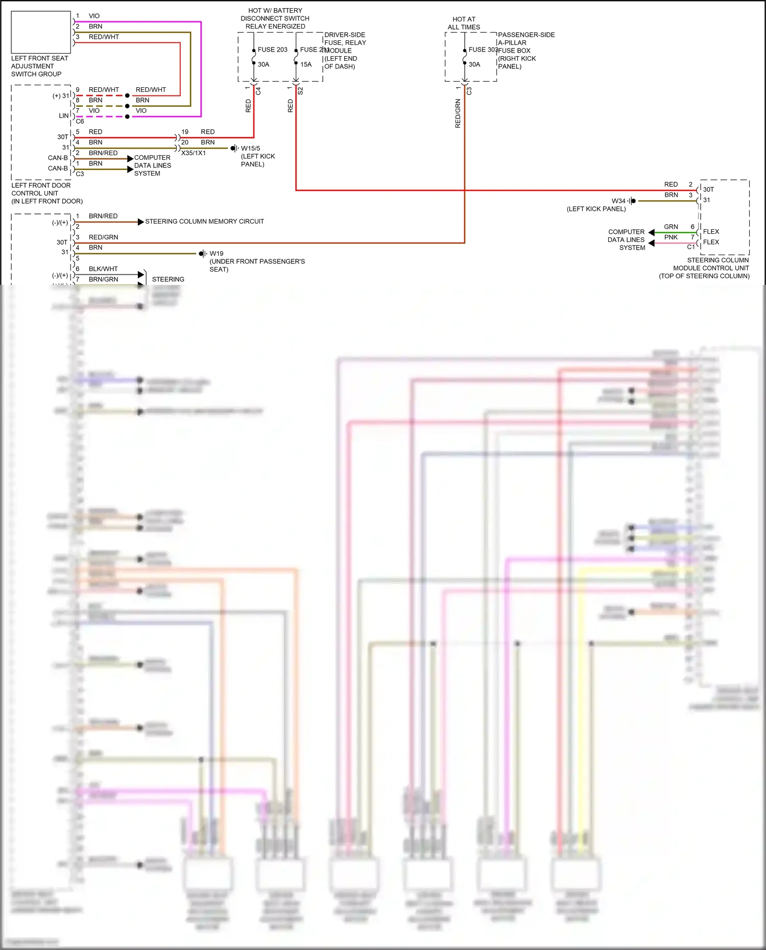 Wiring diagram steering column module control unit for Mercedes-Benz CLS-class C257 facelift (2021-2024) (3 of 19)