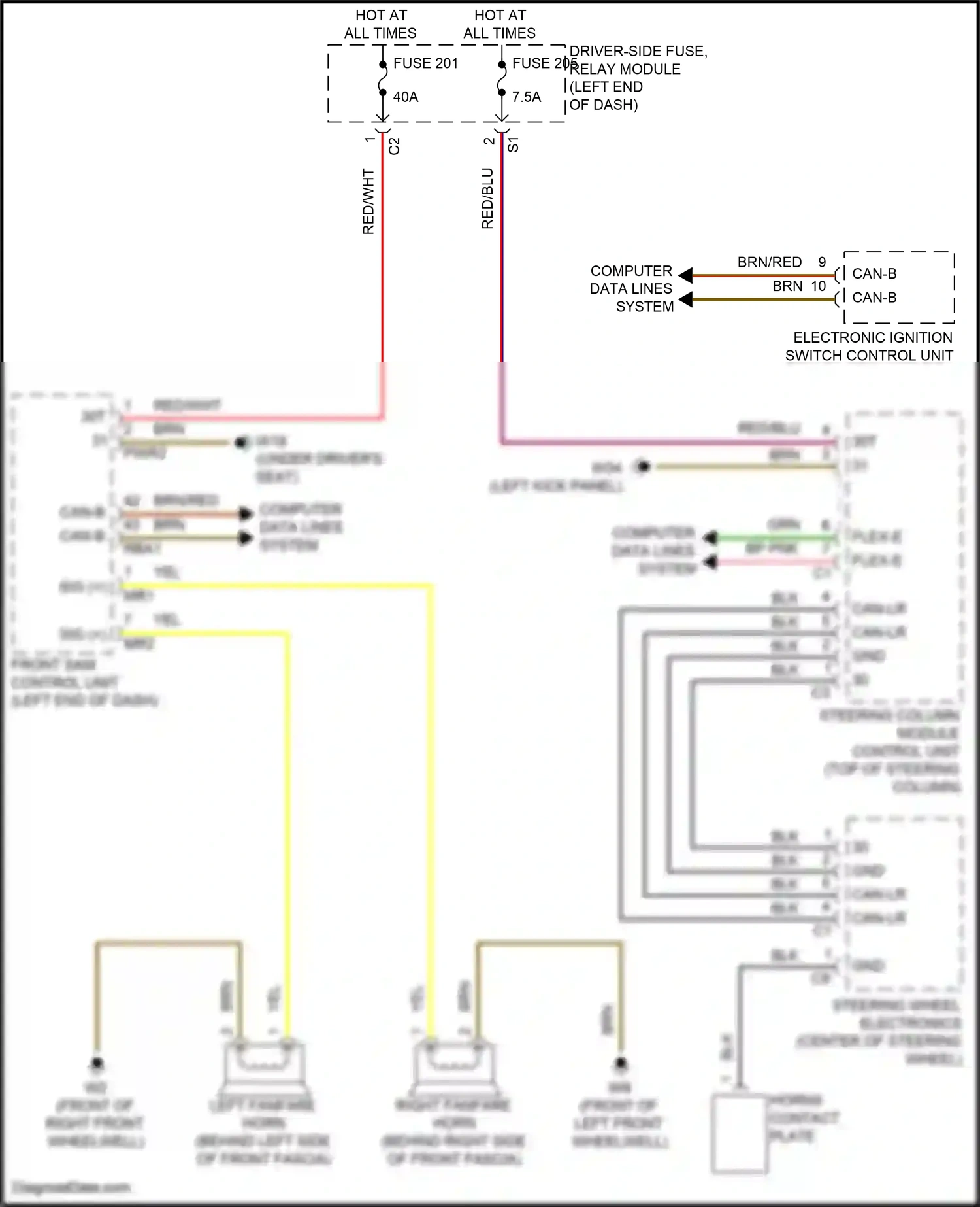 Wiring diagram steering column module control unit for Mercedes-Benz CLS-class C257 facelift (2021-2024) (13 of 19)