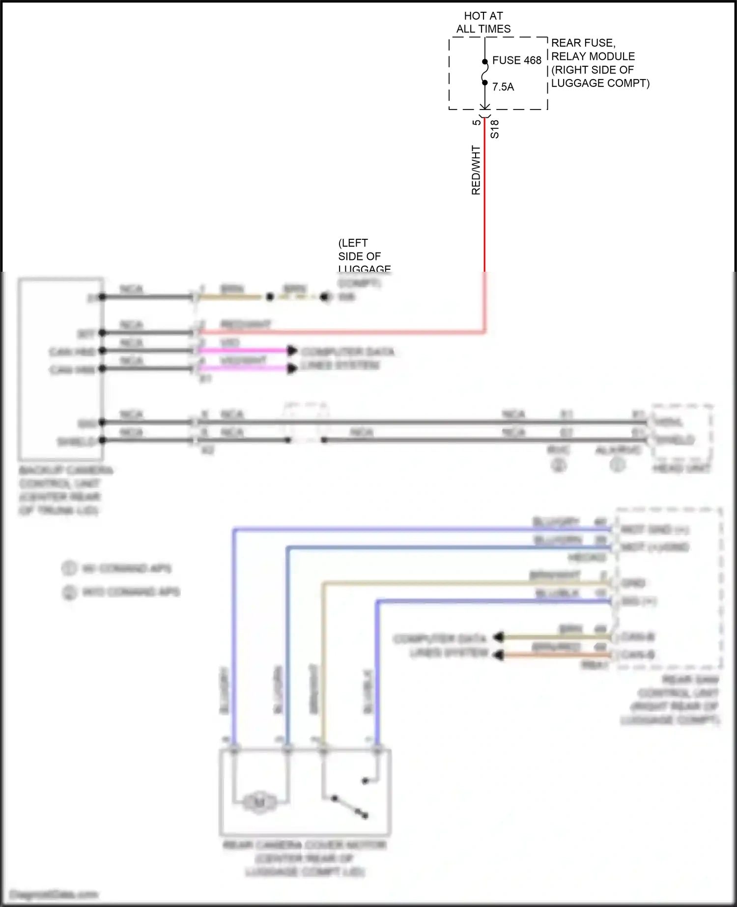Wiring diagram backup camera control unit for Mercedes-Benz CLS-class C257 (2017-2021) (3 of 3)