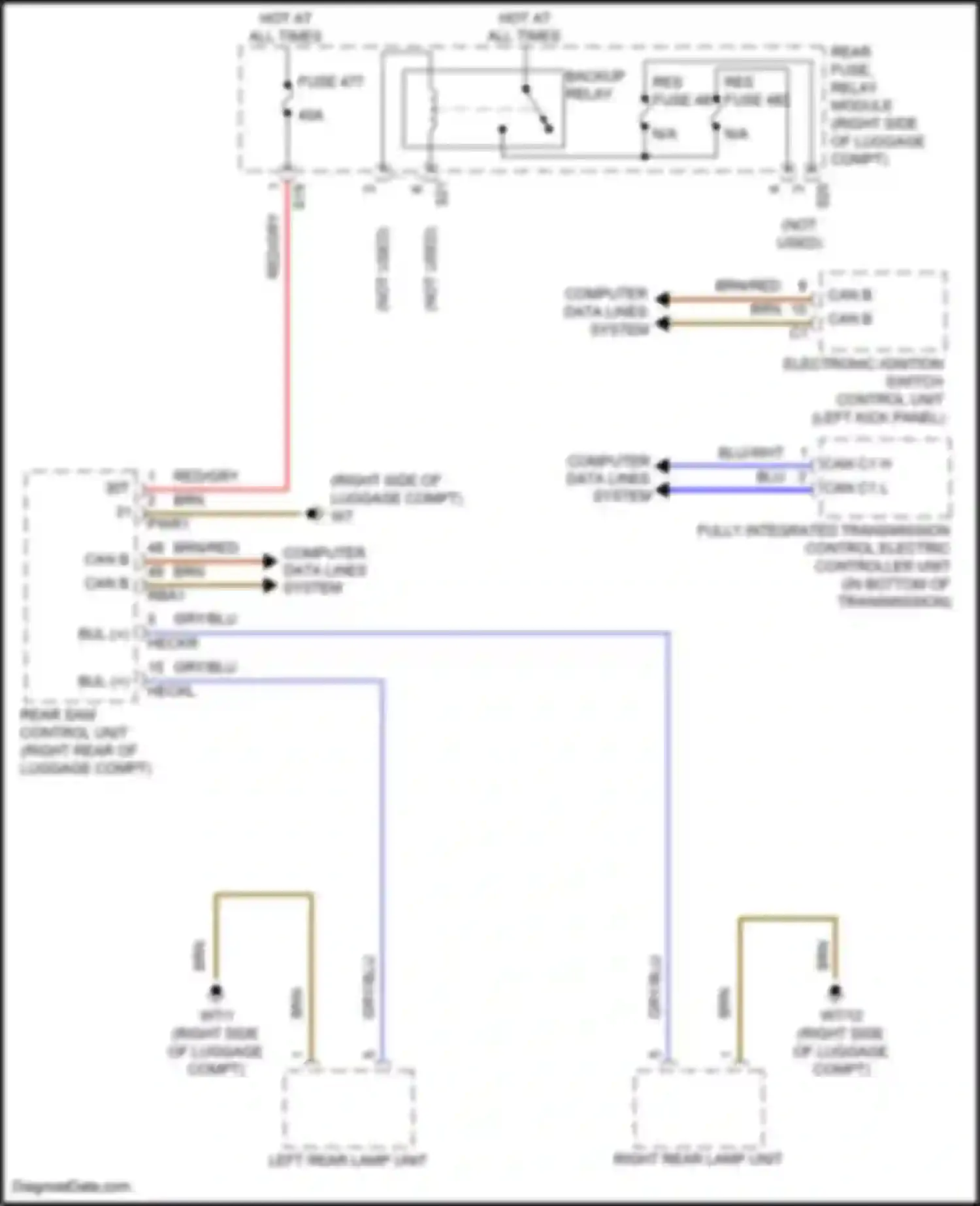 Wiring diagram backup relay for Mercedes-Benz CLS-class C257 (2017-2021) (1 of 6)