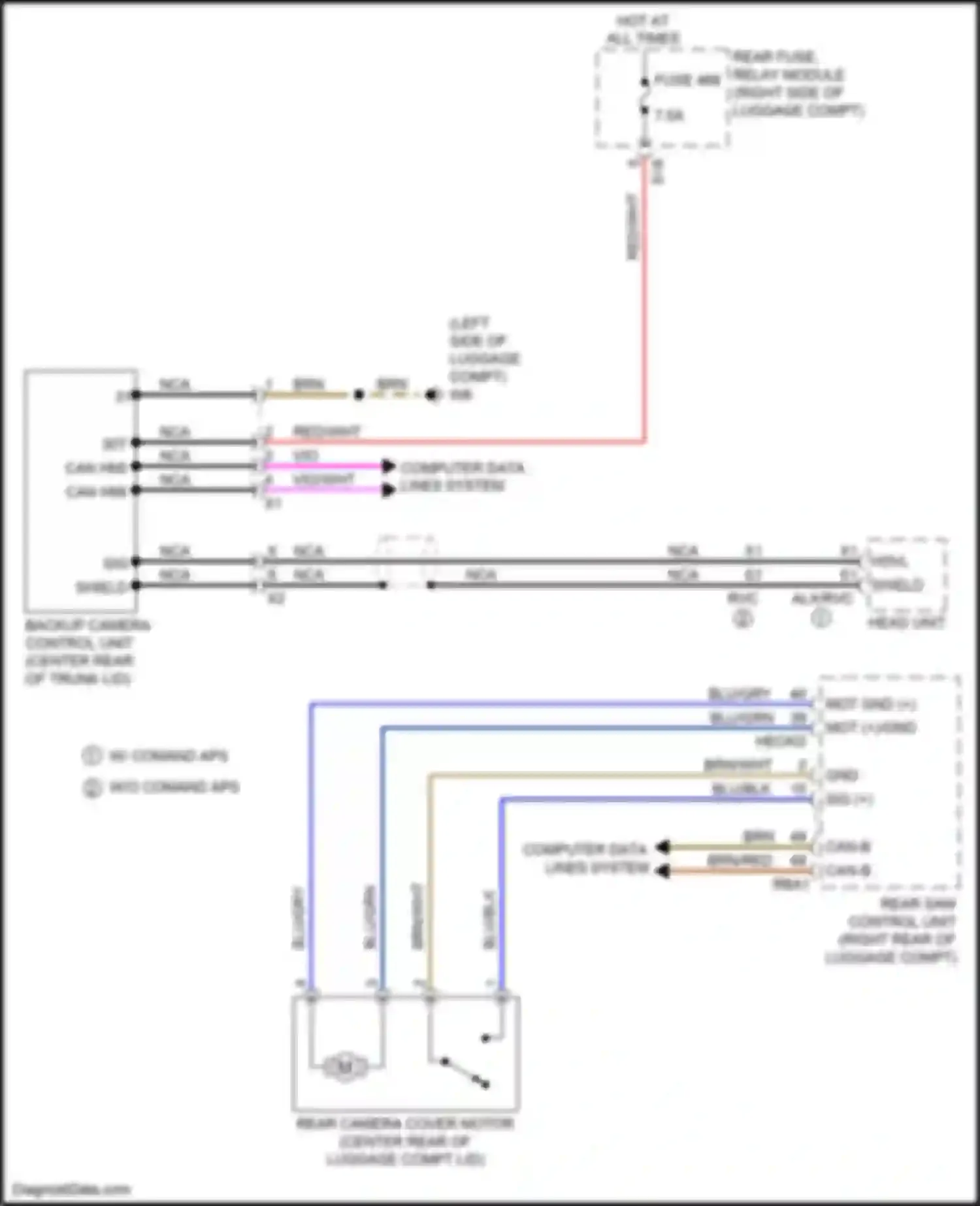 Wiring diagram backup camera control unit for Mercedes-Benz CLS-class C257 (2017-2021)