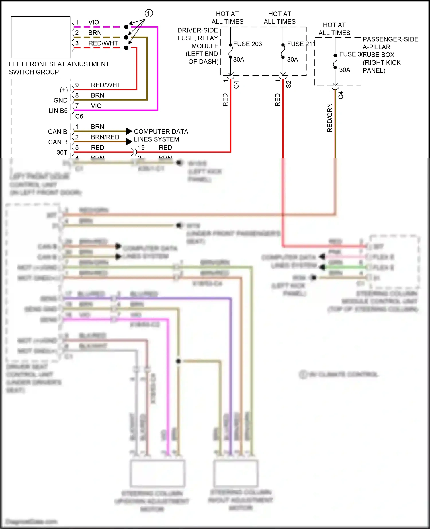 Wiring diagram left front door control unit for Mercedes-Benz CLS-class C257 (2017-2021) (10 of 18)