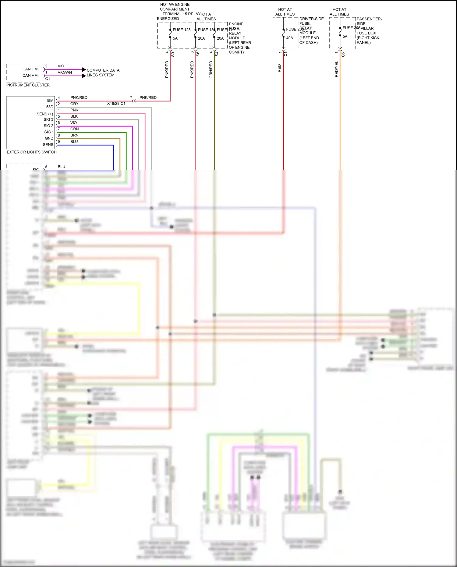 Wiring diagram left front level sensor for Mercedes-Benz CLS-class C257 (2017-2021) (3 of 3)