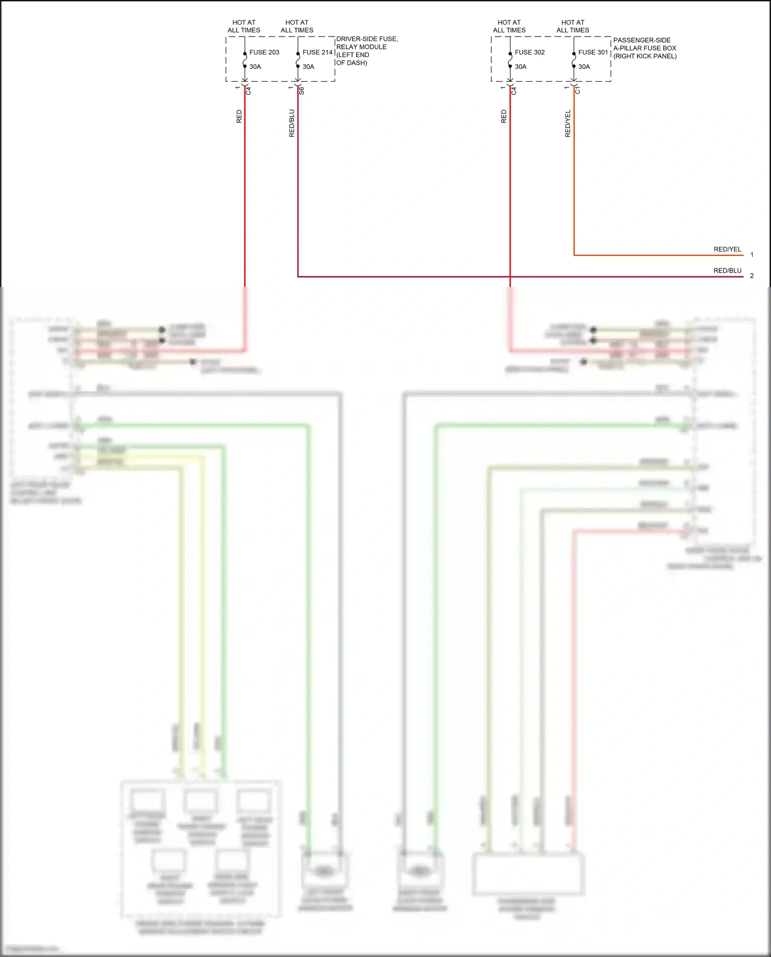 Wiring diagram left front power window switch for Mercedes-Benz CLS-class C257 (2017-2021) (1 of 1)