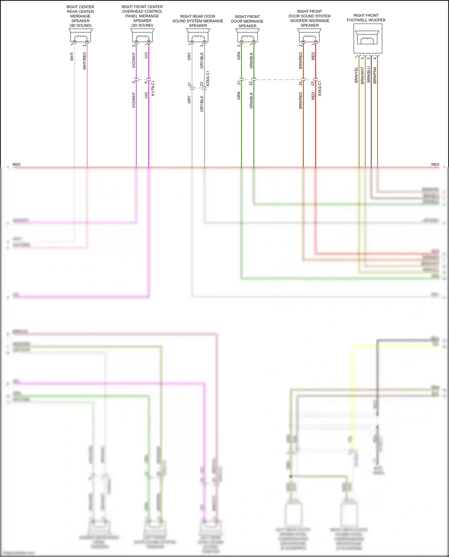 Wiring diagram left rear active engine noise compensation microphone for Mercedes-Benz CLS-class C257 (2017-2021) (2 of 3)