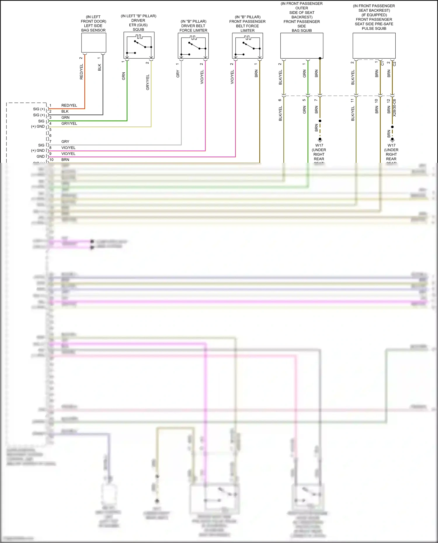 Wiring diagram left side bag sensor for Mercedes-Benz CLS-class C257 (2017-2021) (1 of 1)