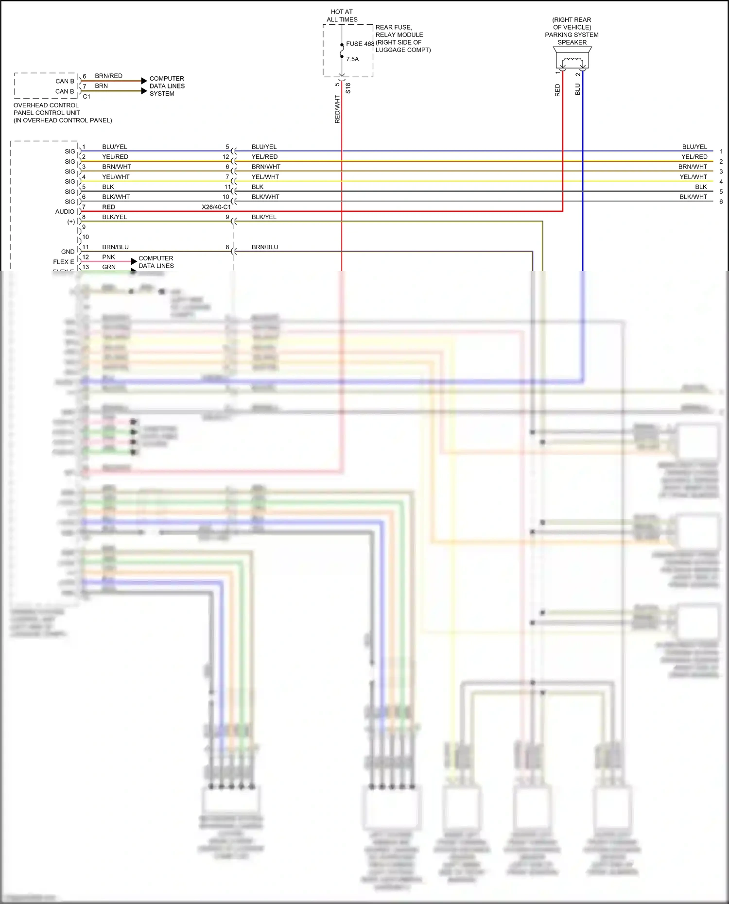 Wiring diagram overhead control panel control unit for Mercedes-Benz CLS-class C257 (2017-2021) (8 of 12)