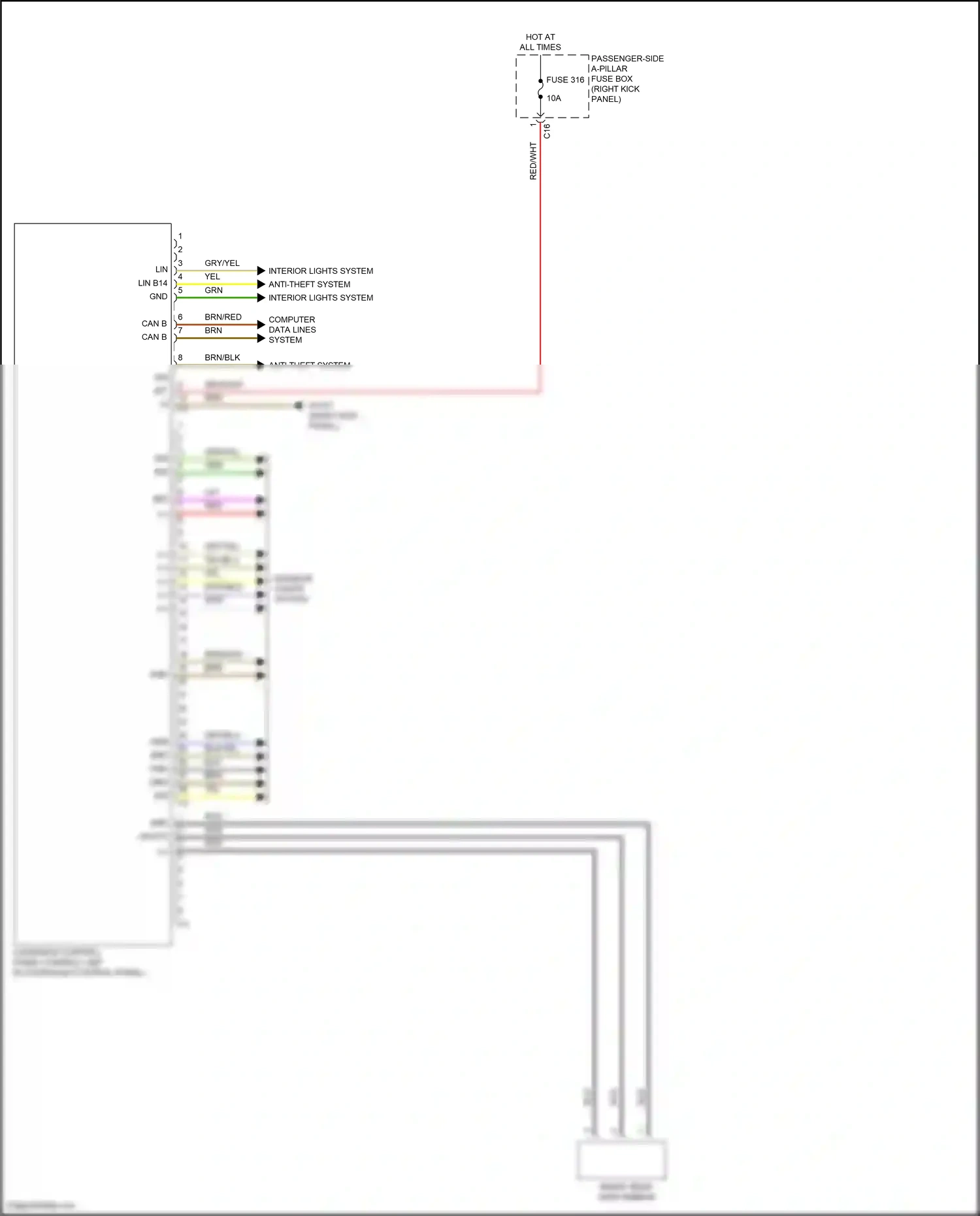 Wiring diagram overhead control panel control unit for Mercedes-Benz CLS-class C257 (2017-2021) (12 of 12)