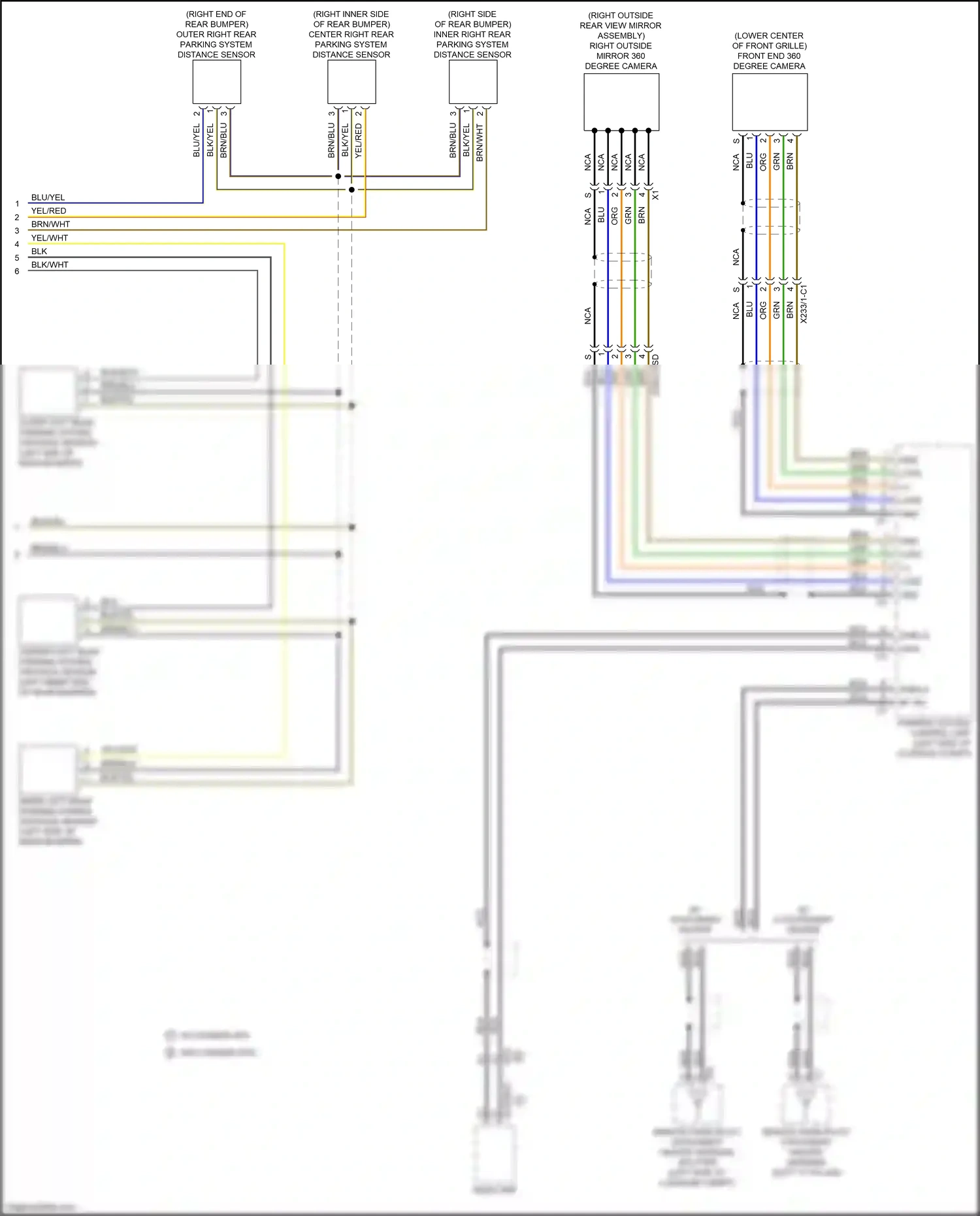 Wiring diagram parking system control unit for Mercedes-Benz CLS-class C257 (2017-2021) (4 of 5)