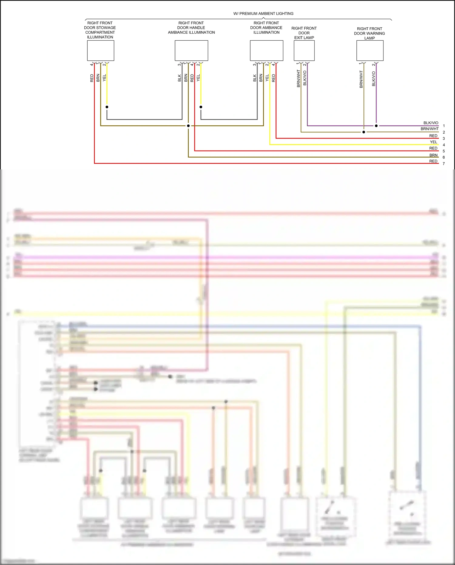 Wiring diagram right front door exit lamp for Mercedes-Benz CLS-class C257 (2017-2021) (3 of 3)
