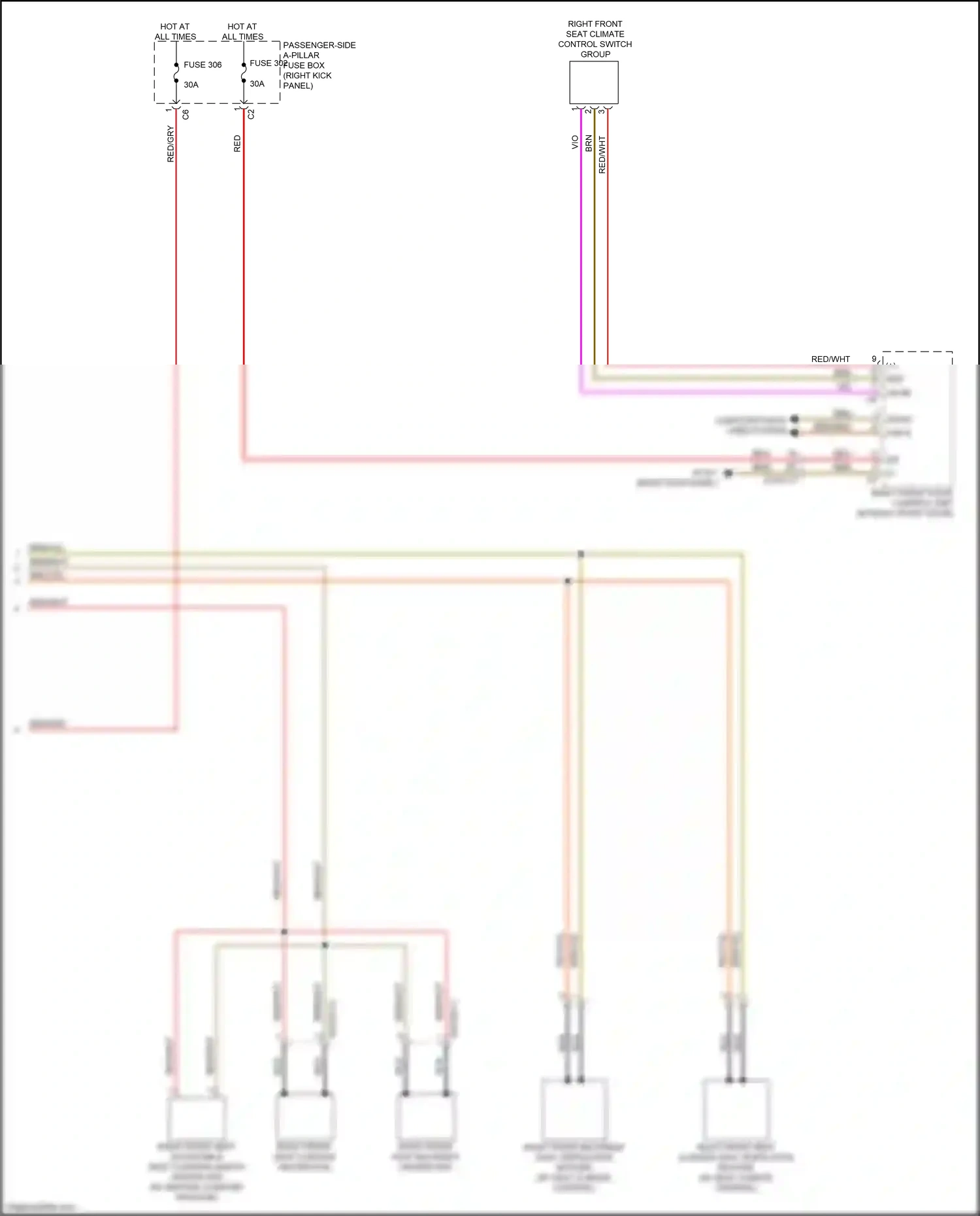 Wiring diagram right front seat climate control switch group for Mercedes-Benz CLS-class C257 (2017-2021) (3 of 3)