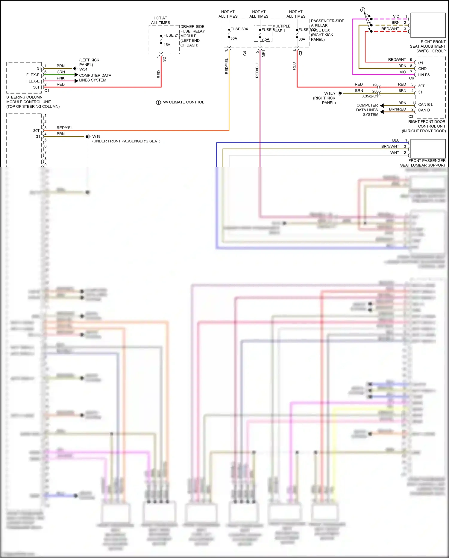 Wiring diagram steering column module control unit for Mercedes-Benz CLS-class C257 (2017-2021) (4 of 15)