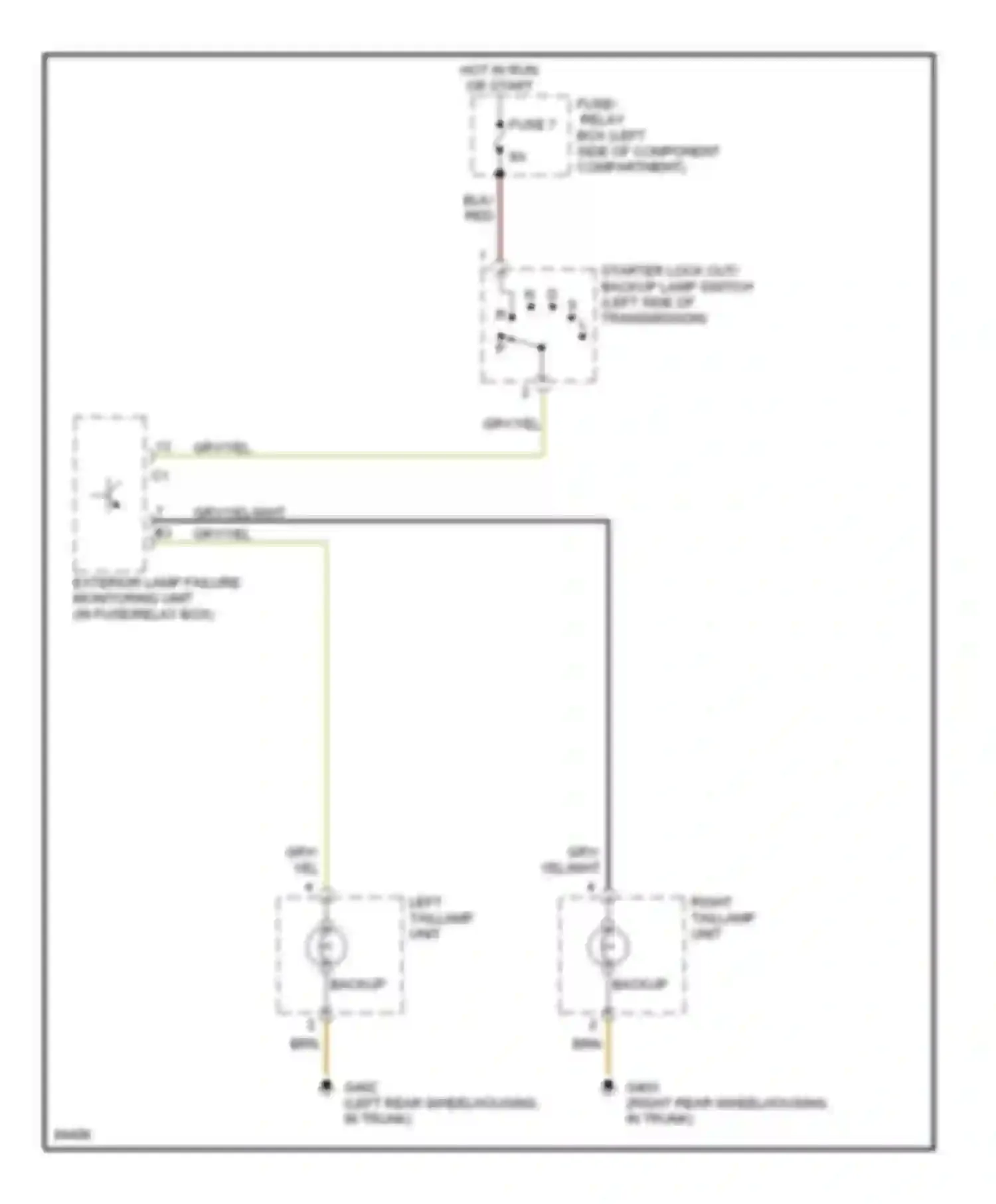 E-class Mercedes-Benz W124/S124/C124/A124 (1992-1997): Back-up lamps circuit