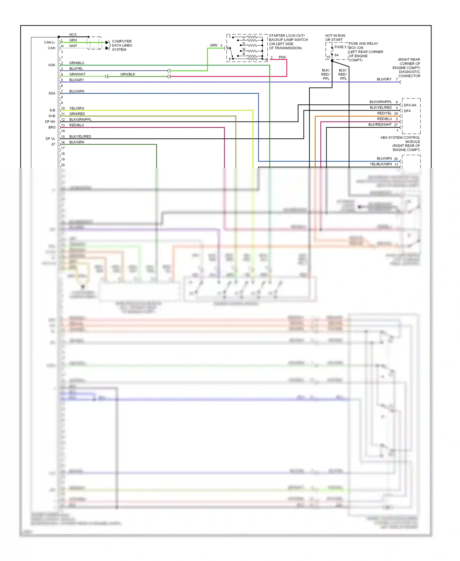 Wiring diagram computer data lines system for Mercedes-Benz E-class W124/S124/C124/A124 (1992-1997) (3 of 4)