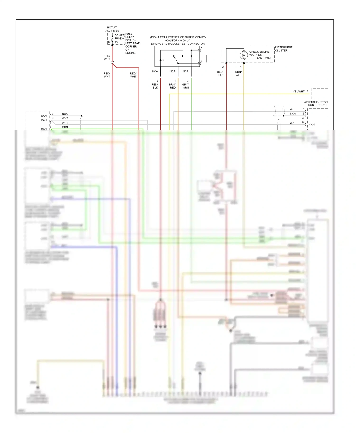 Wiring diagram engine controls system for Mercedes-Benz E-class W124/S124/C124/A124 (1992-1997) (1 of 2)