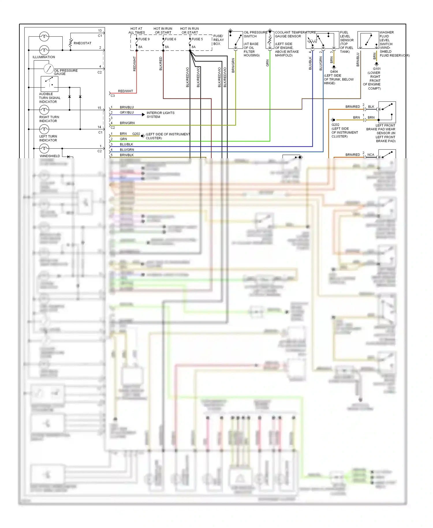 Wiring diagram engine indicator for Mercedes-Benz E-class W124/S124/C124/A124 (1992-1997) (1 of 1)