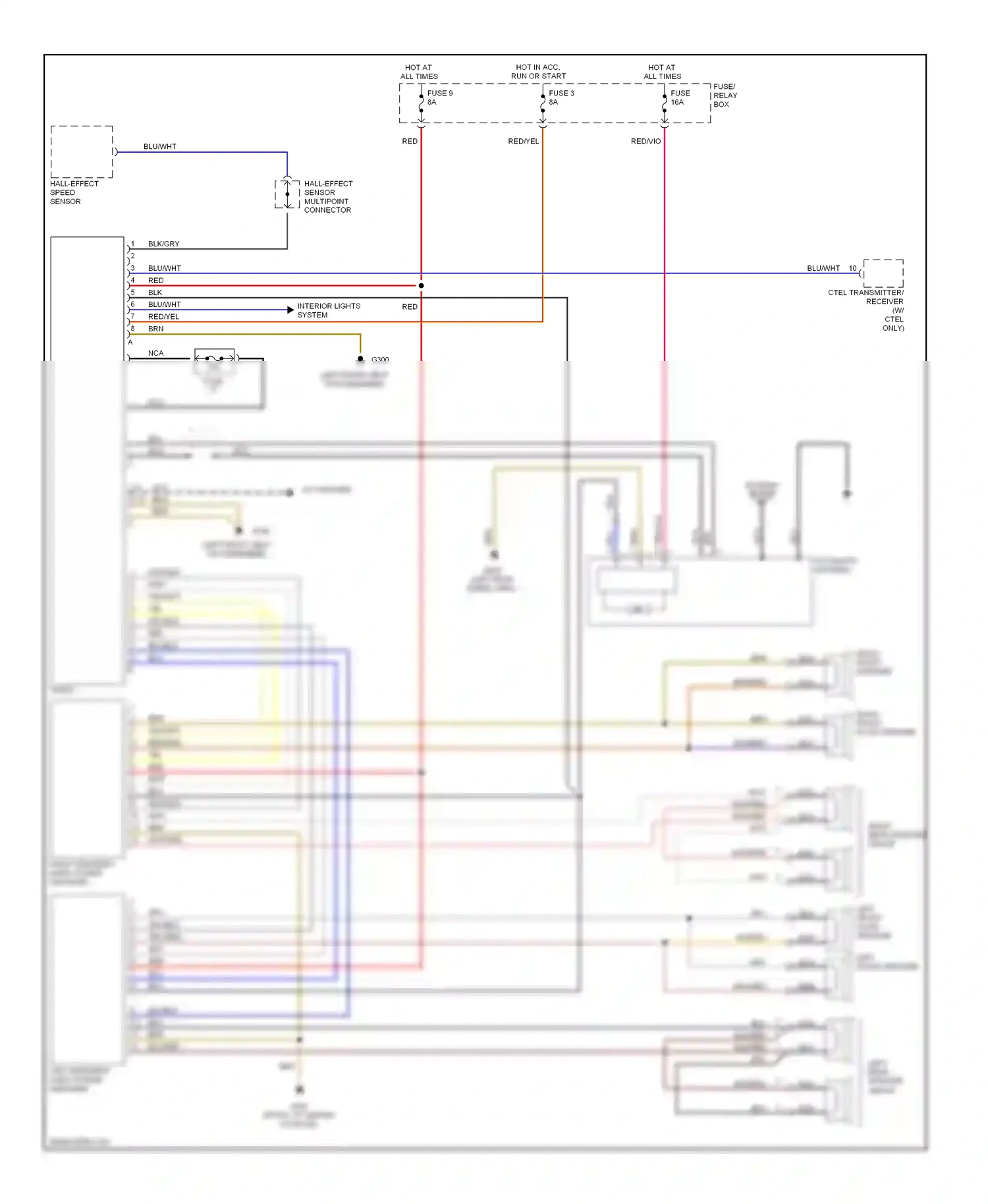 Wiring diagram hall-effect sensor multipoint connector for Mercedes-Benz E-class W124/S124/C124/A124 (1992-1997) (1 of 3)