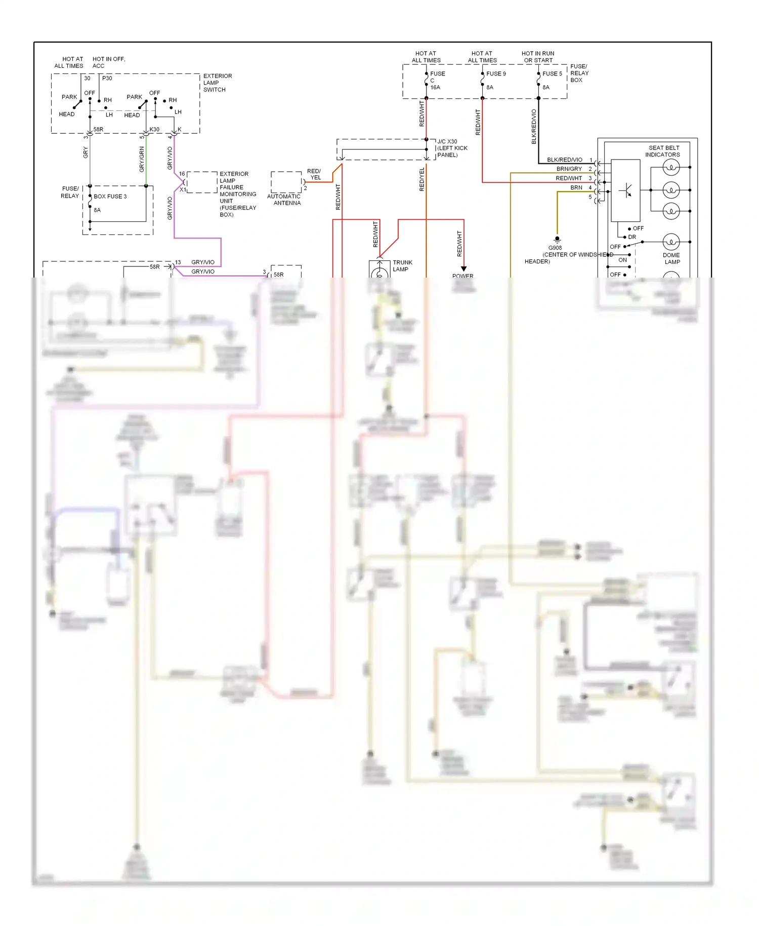 Wiring diagram left sbe control module for Mercedes-Benz E-class W124/S124/C124/A124 (1992-1997) (1 of 1)
