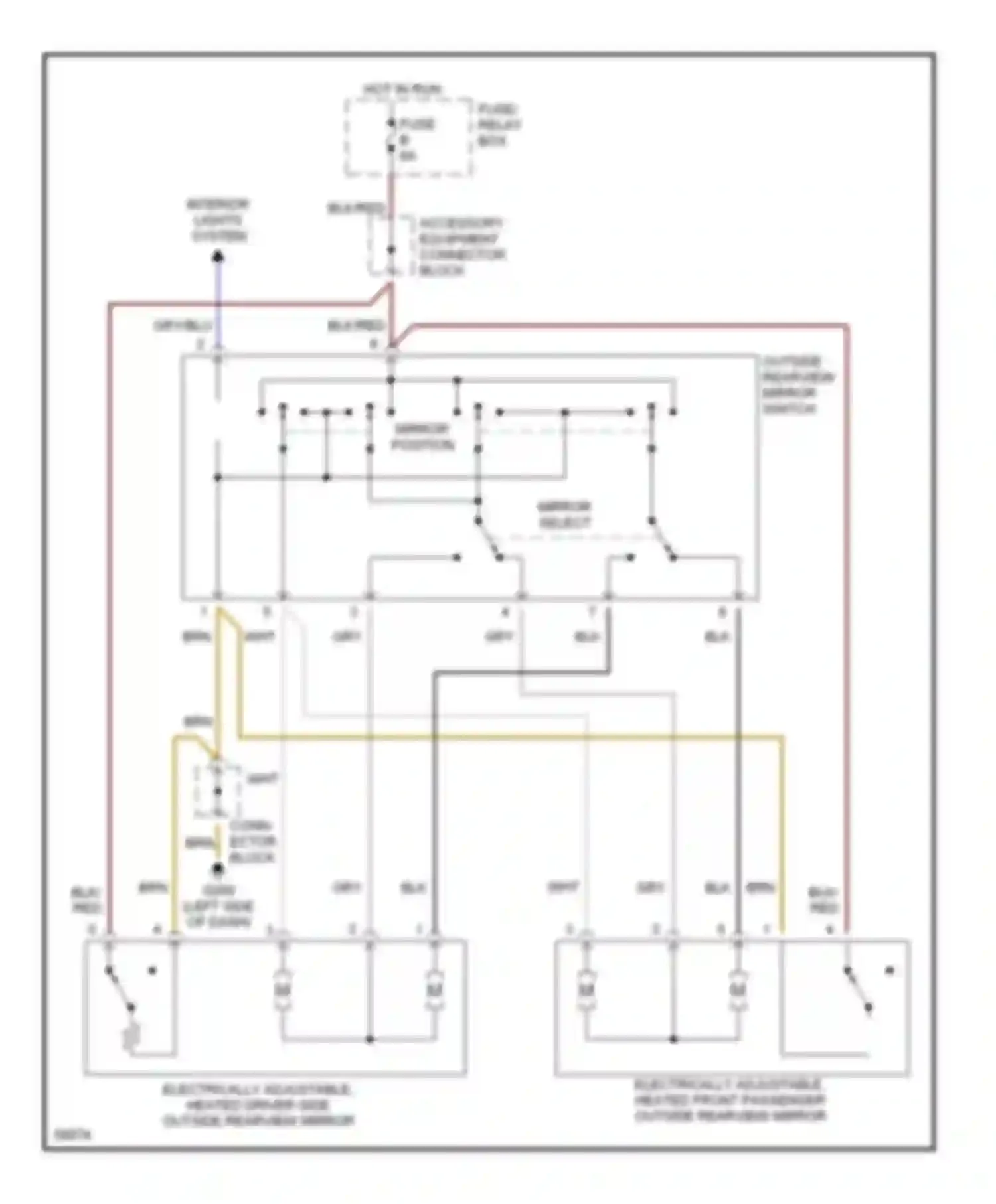 E-class AMG Mercedes-Benz W124/S124/C124/A124 (1994-1996): Power mirror circuit