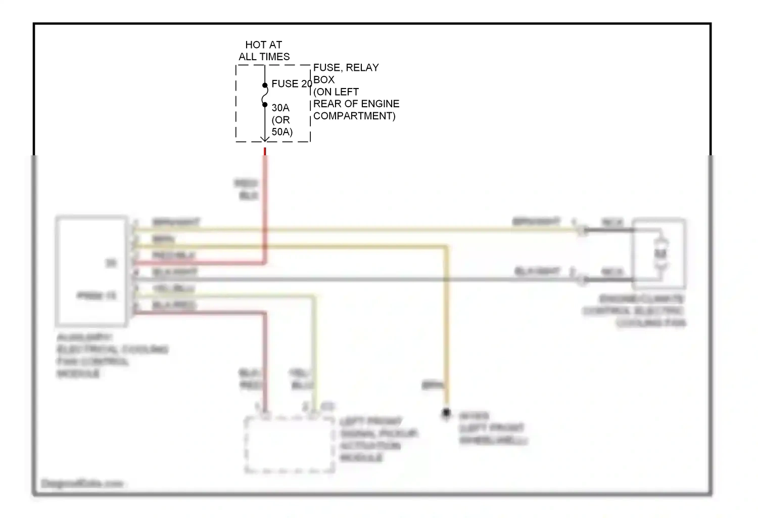Wiring diagram auxiliary/ electrical cooling fan control module for Mercedes-Benz E-class W210/S210 facelift (1999-2003) (2 of 2)