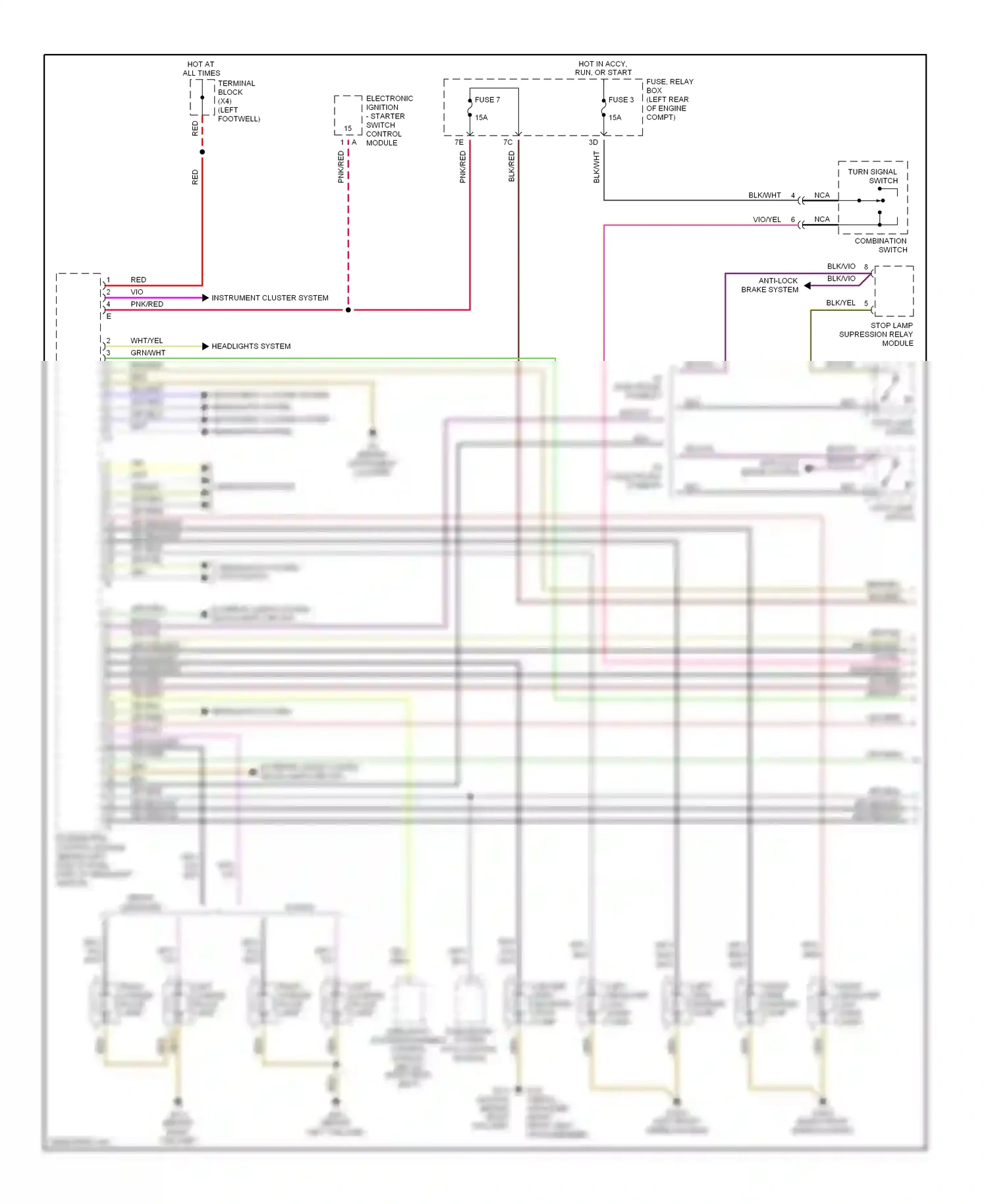 Wiring diagram combination switch for Mercedes-Benz E-class W210/S210 facelift (1999-2003) (1 of 5)