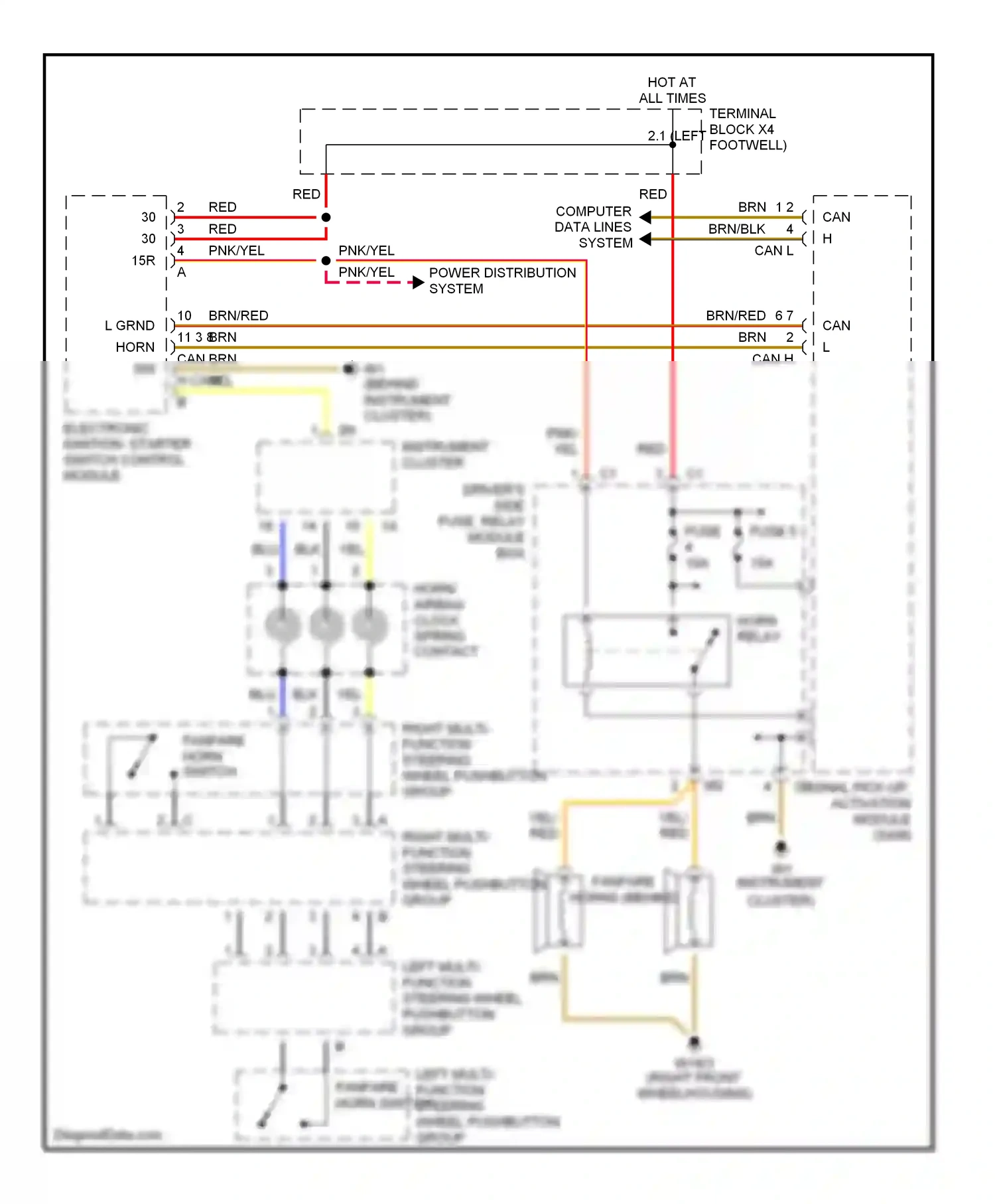 Wiring diagram electronic ignition - starter switch control module for Mercedes-Benz E-class W210/S210 facelift (1999-2003) (7 of 8)