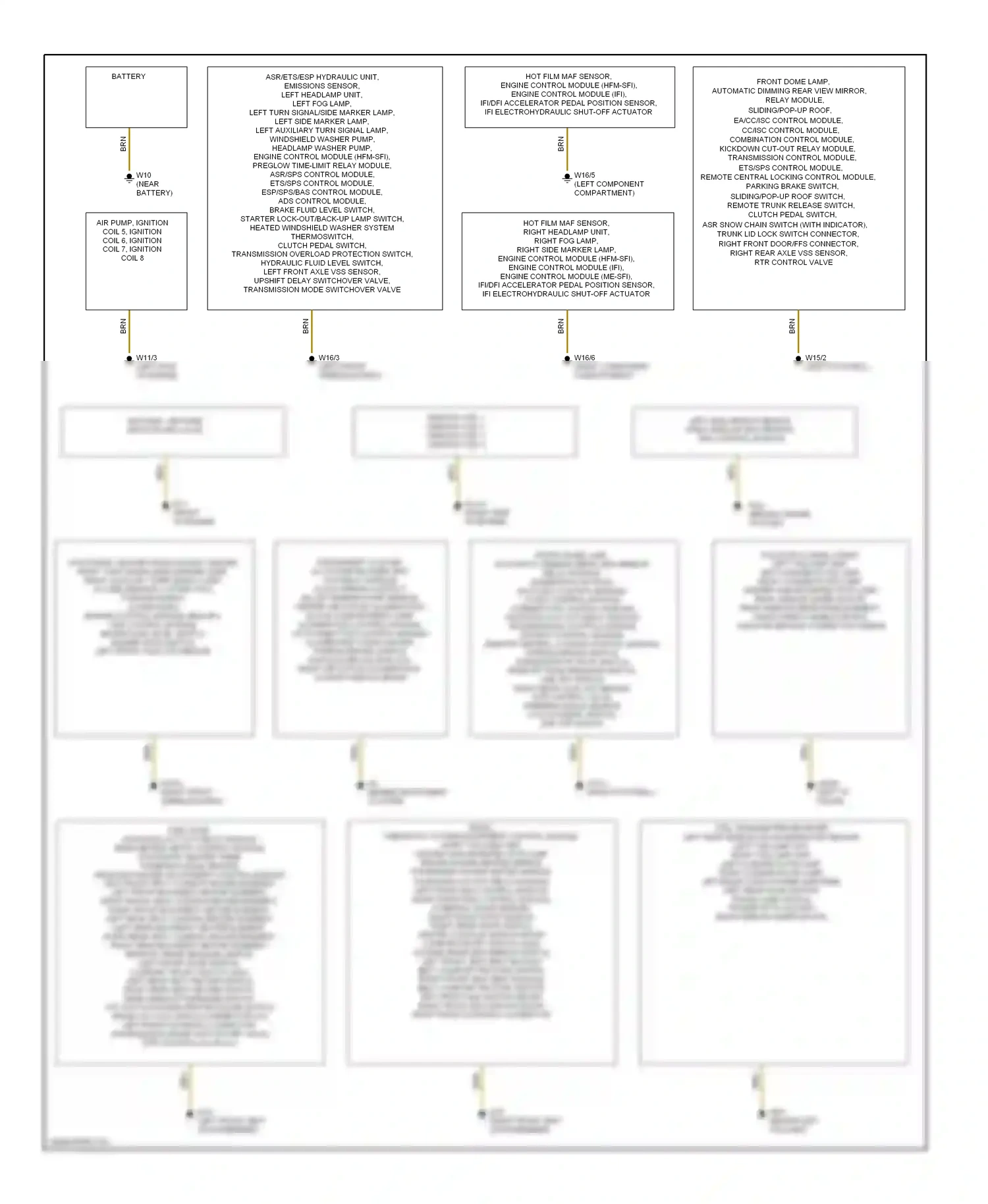 Wiring diagram front dome lamp for Mercedes-Benz E-class W210/S210 facelift (1999-2003) (1 of 1)