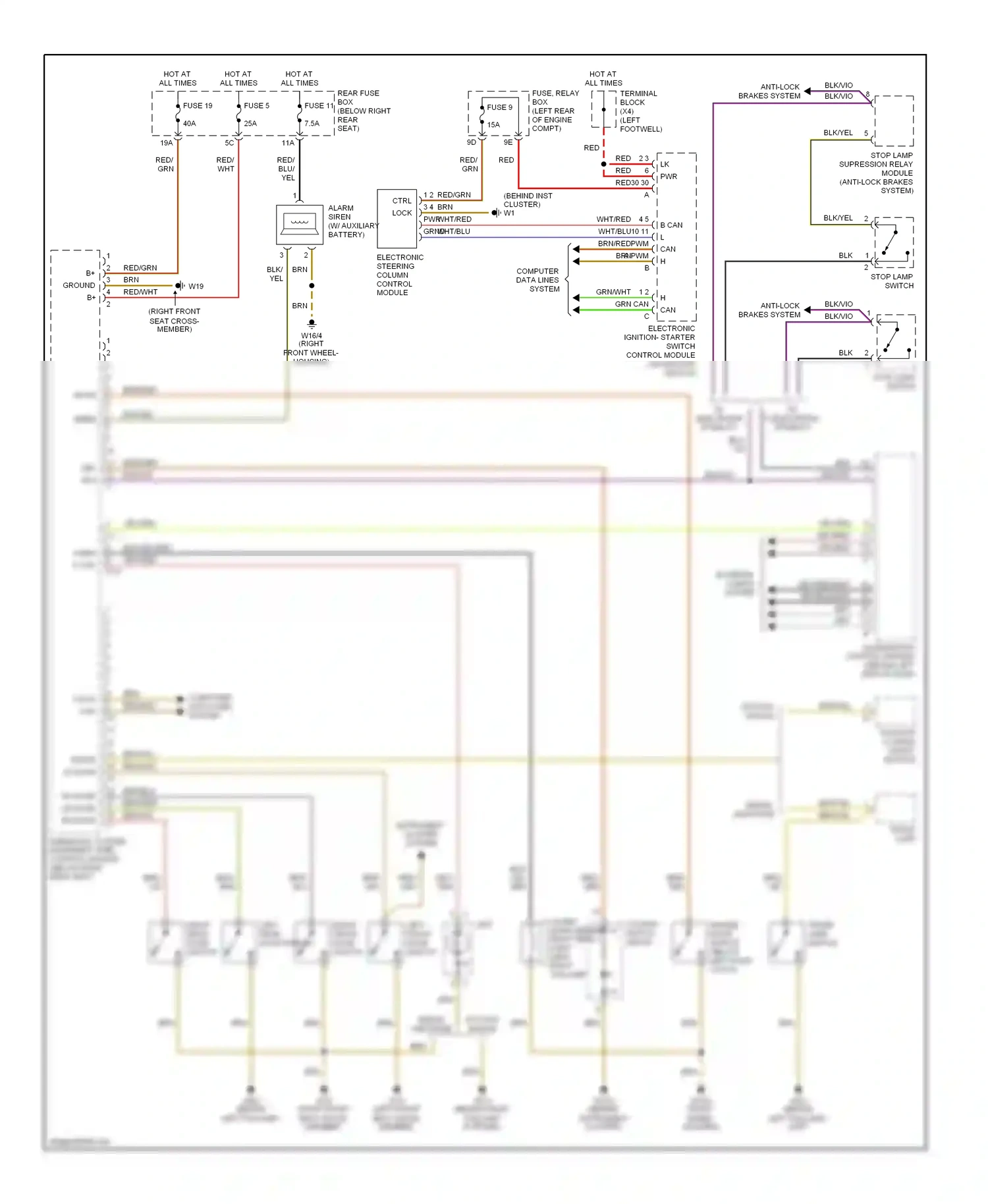 Wiring diagram left front door switch for Mercedes-Benz E-class W210/S210 facelift (1999-2003) (1 of 4)