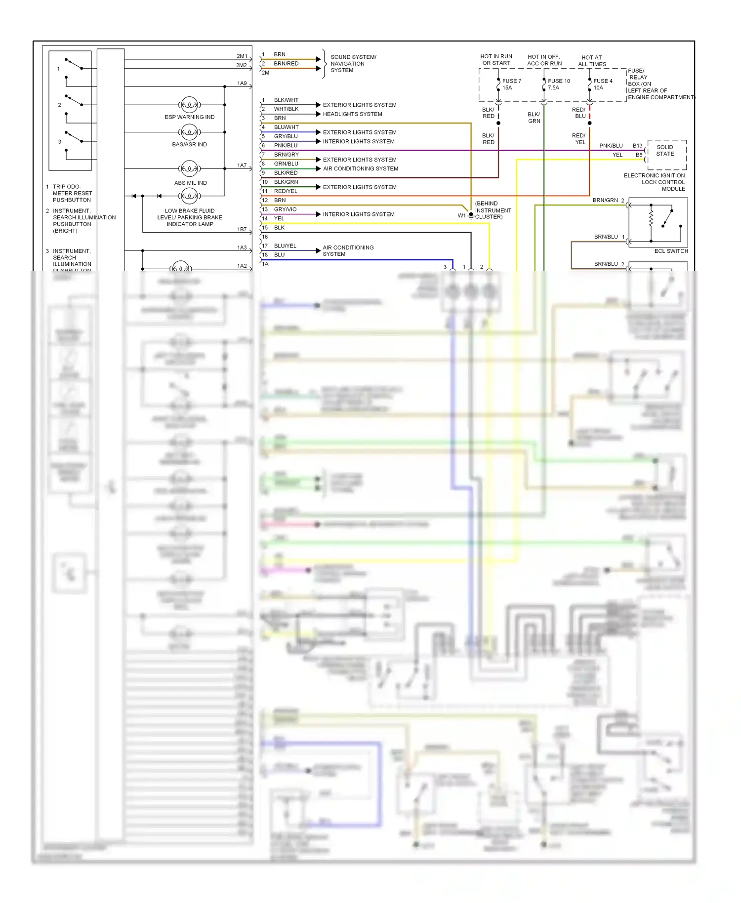 Wiring diagram left front door switch for Mercedes-Benz E-class W210/S210 facelift (1999-2003) (3 of 4)