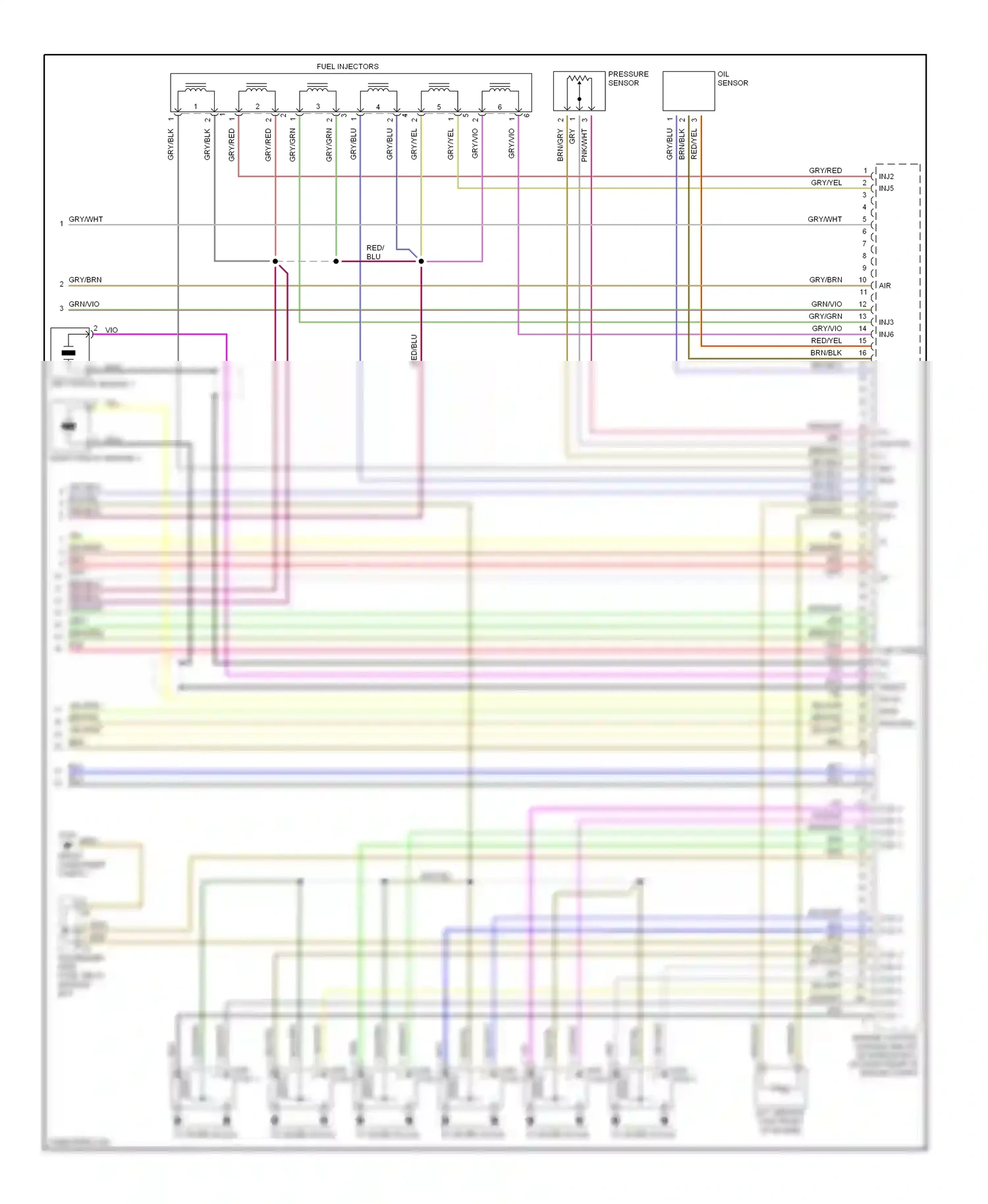 Wiring diagram left knock sensor 1 for Mercedes-Benz E-class W210/S210 facelift (1999-2003) (1 of 2)