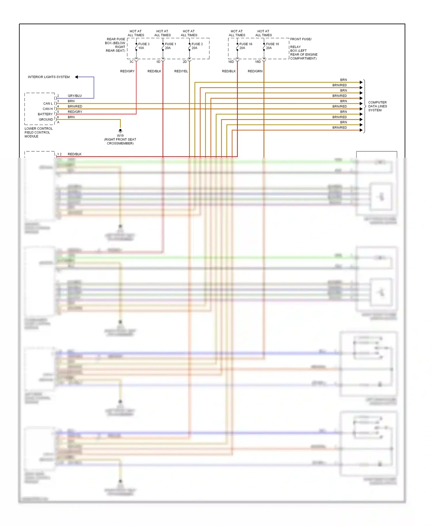 Wiring diagram lower control field control module for Mercedes-Benz E-class W210/S210 facelift (1999-2003) (6 of 7)