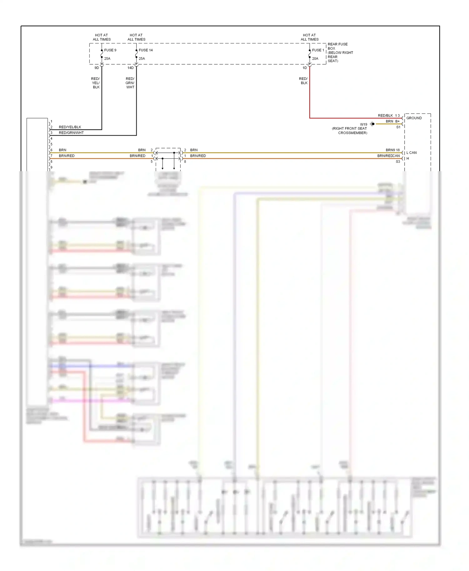 Wiring diagram memory 1 for Mercedes-Benz E-class W210/S210 facelift (1999-2003) (3 of 3)