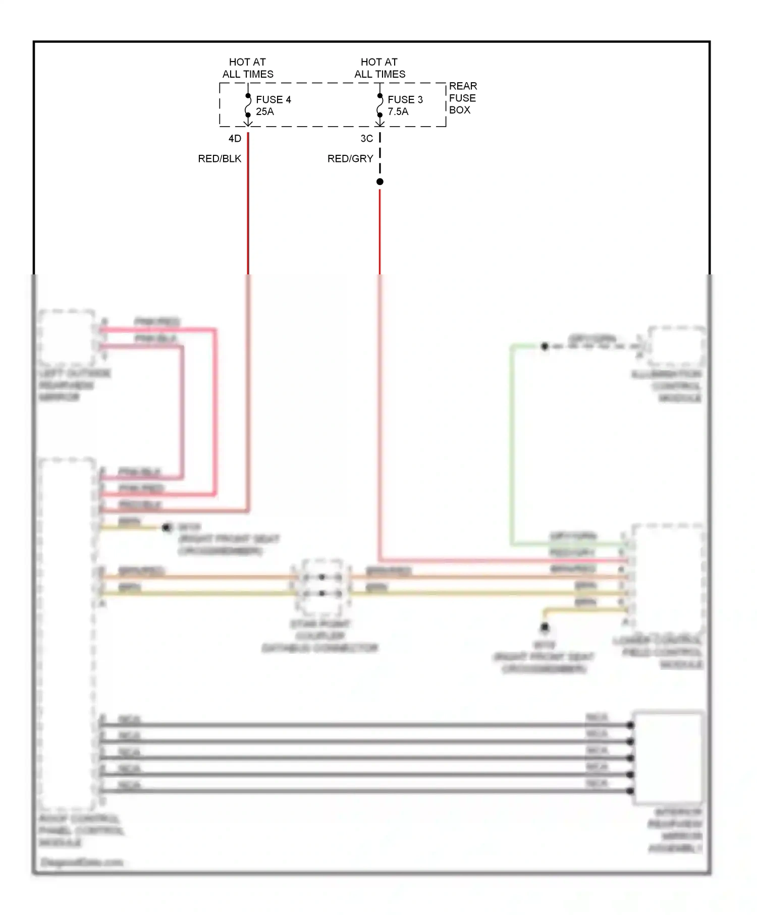 Wiring diagram roof control panel control module for Mercedes-Benz E-class W210/S210 facelift (1999-2003) (1 of 2)