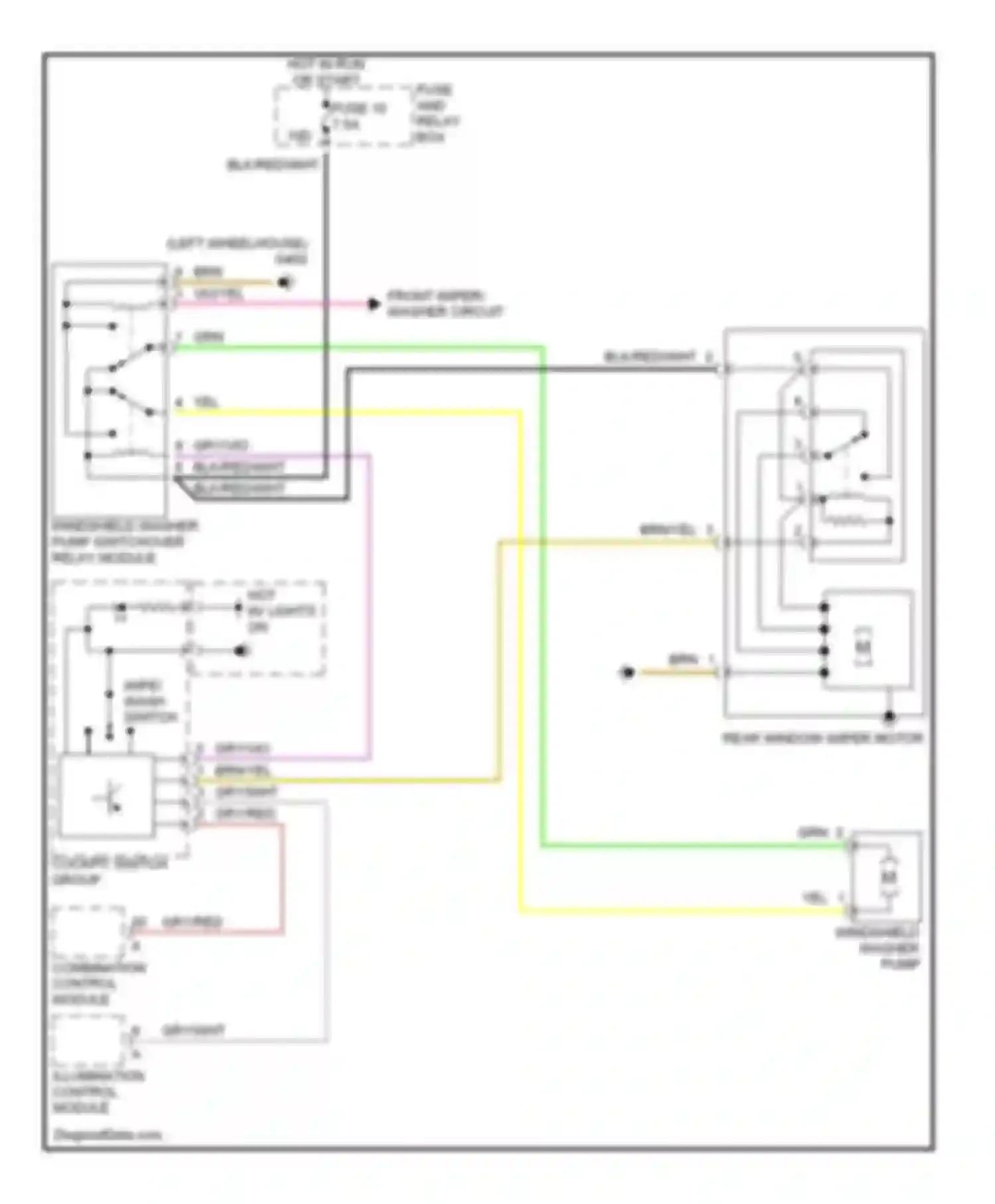 E-class Mercedes-Benz W210/S210 (1995-1999): Rear wiper/washer circuit