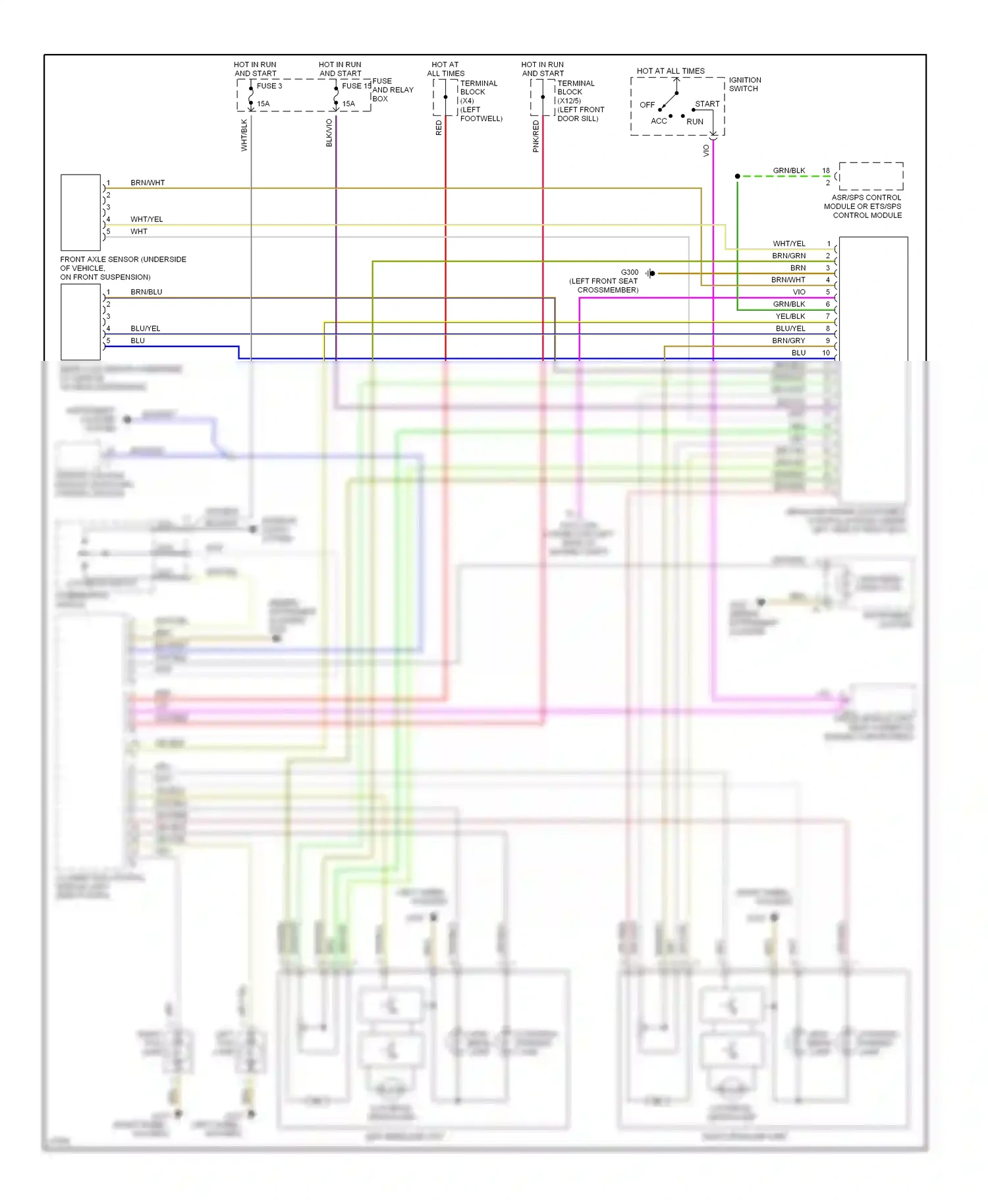 Wiring diagram asr/sps control module or ets/sps control module for Mercedes-Benz E-class W210/S210 (1995-1999) (2 of 2)