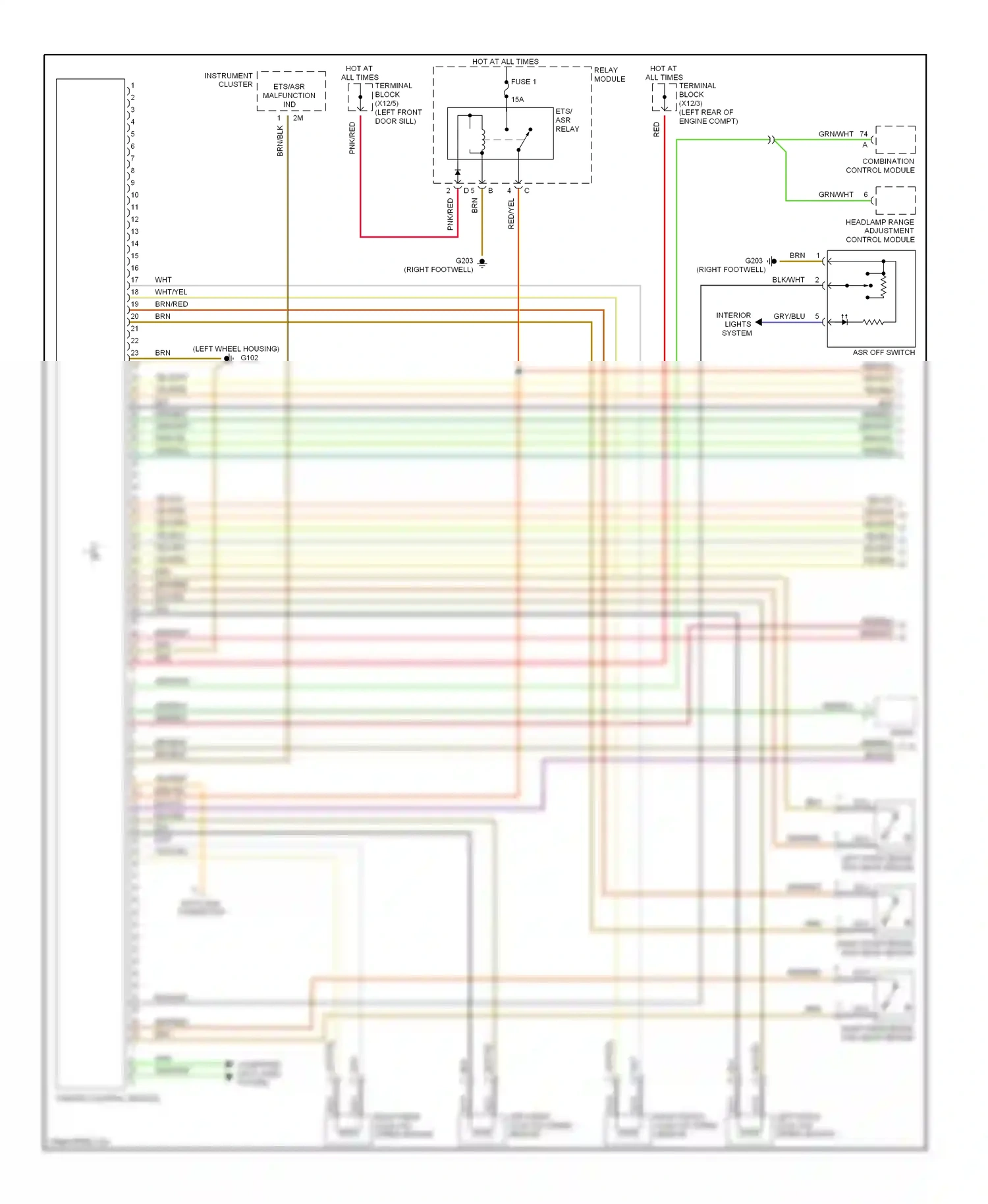 Wiring diagram asr/sps control module for Mercedes-Benz E-class W210/S210 (1995-1999) (1 of 1)