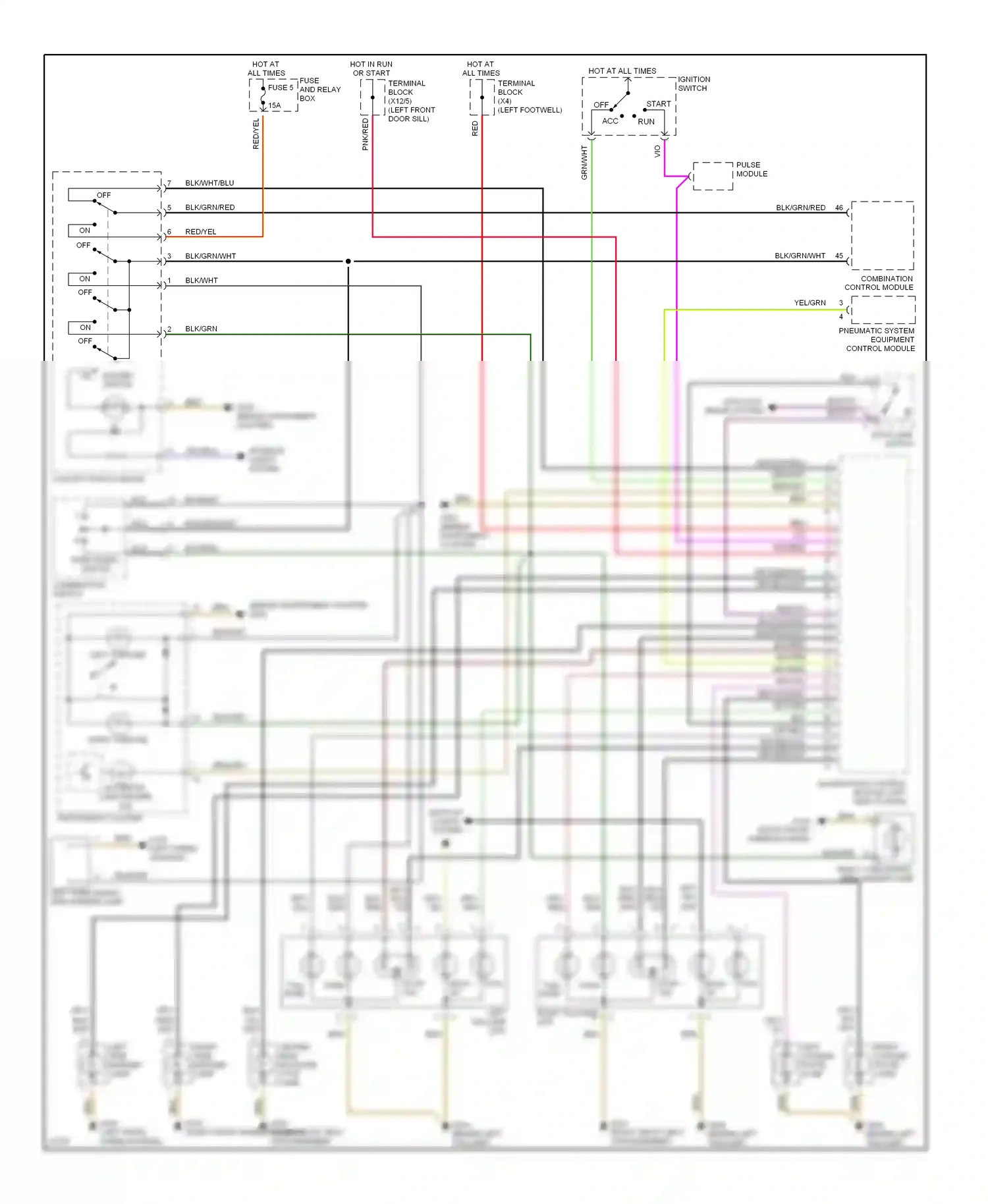 Wiring diagram combination switch for Mercedes-Benz E-class W210/S210 (1995-1999) (1 of 4)